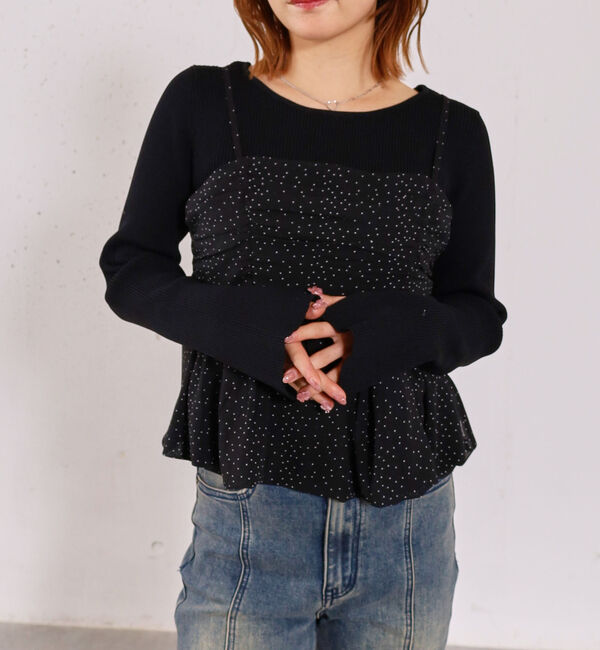 archives「アソートバルーンビスチェ&times;リブニットプルオーバーＳＥＴ」|カーディガン|