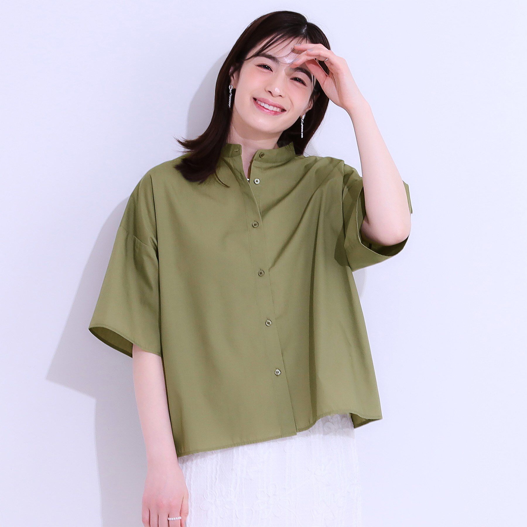 SHOO･LA･RUE「【洗える/5分袖】インせず着られるショートシャツ」|シャツ・ブラウス|