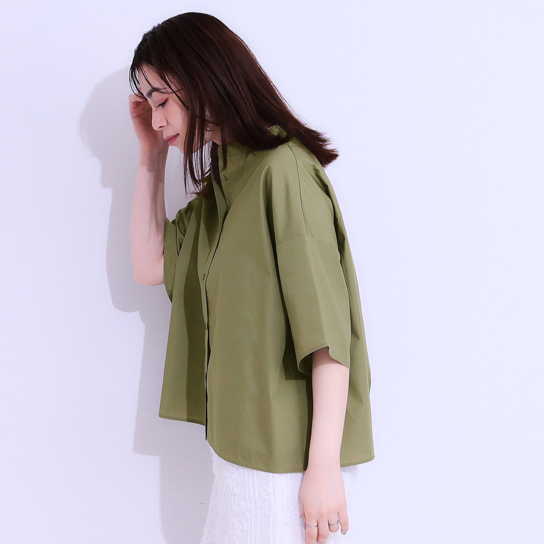 SHOO･LA･RUE「【洗える/5分袖】インせず着られるショートシャツ」|シャツ・ブラウス|