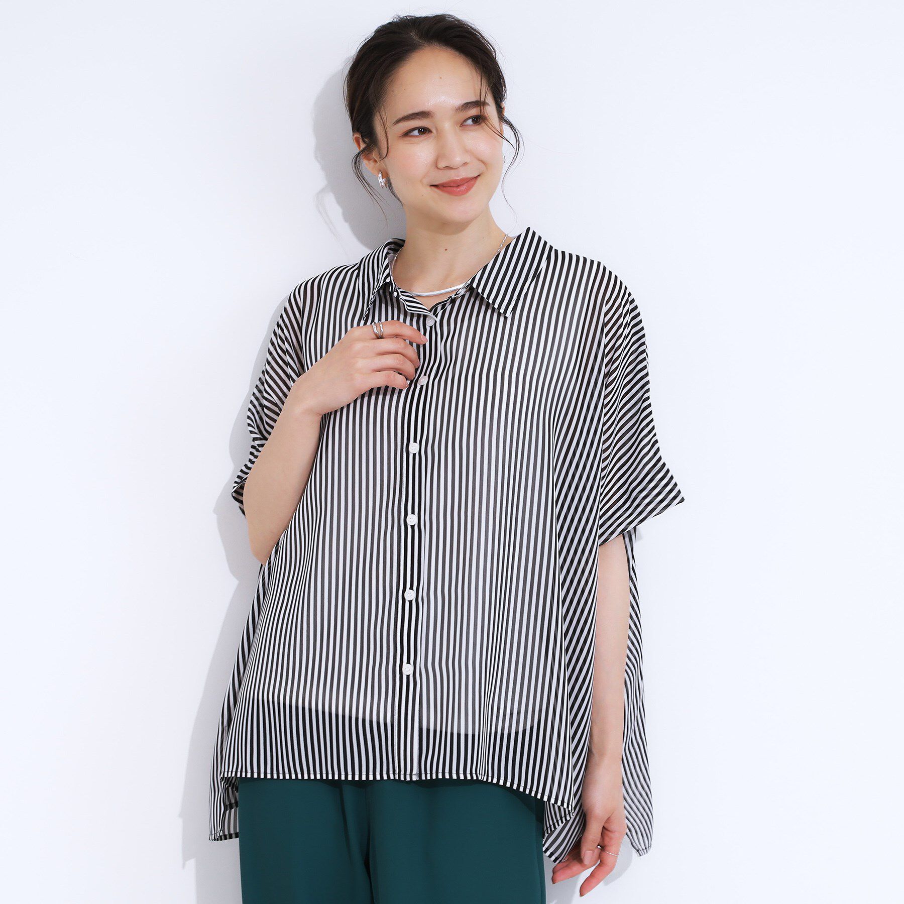 SHOO･LA･RUE「大人のシアー感 ゆるさらポンチョシャツ」|シャツ・ブラウス|