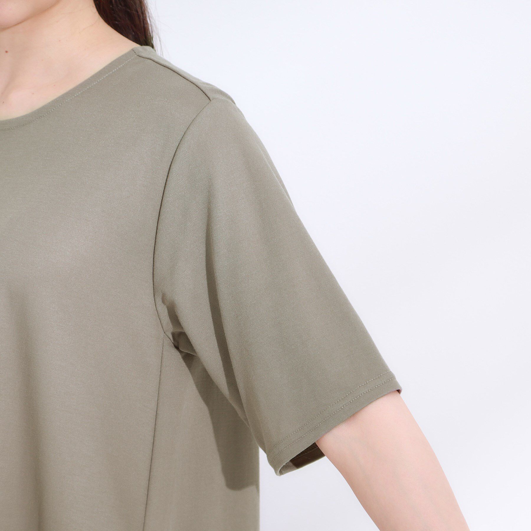 SHOO･LA･RUE「【S-LL/ひんやり/体型カバー】さらりと着られる バイカラーAラインワンピース」|ワンピース|