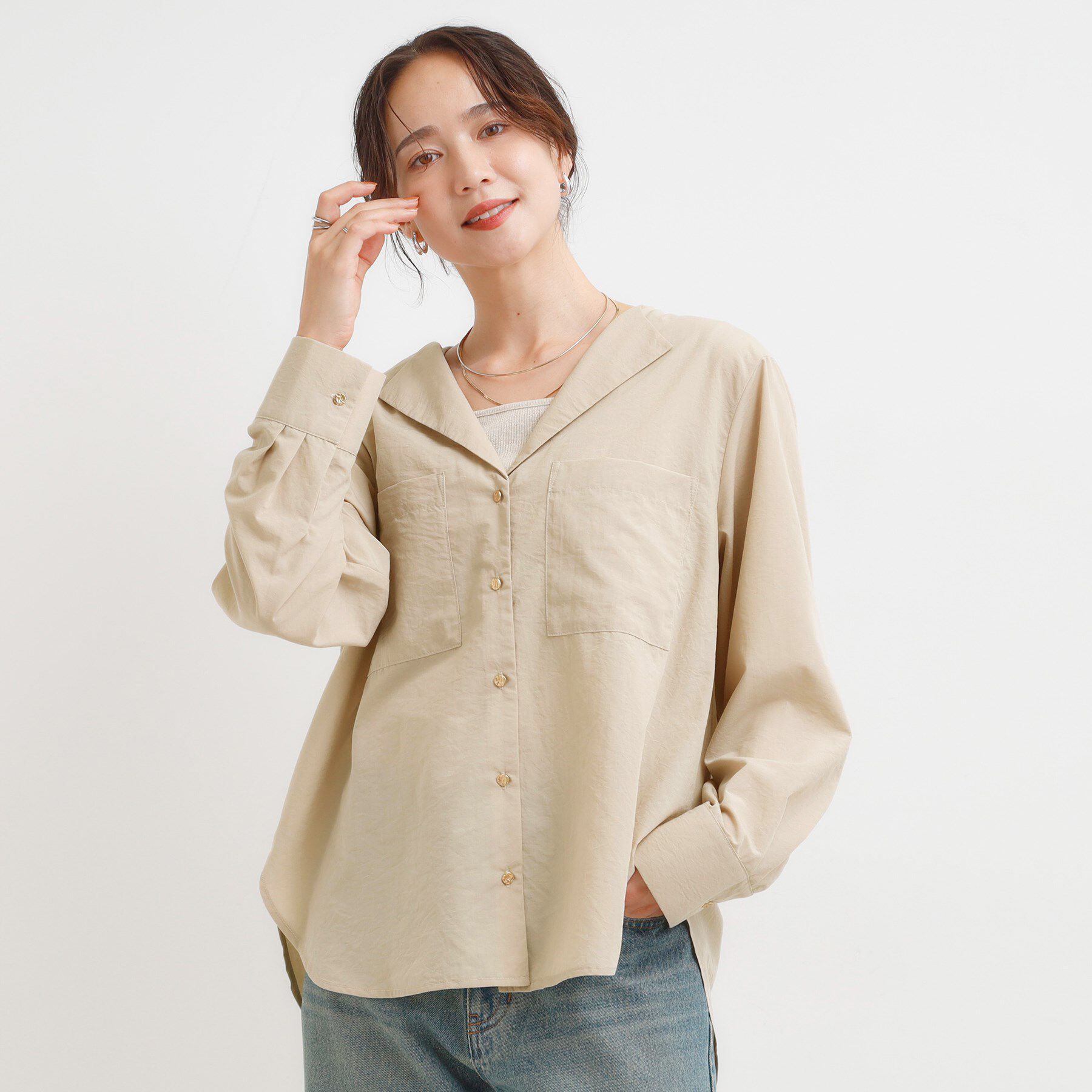 SHOO･LA･RUE「リラックス感のある オープンカラーシャツ」|シャツ・ブラウス|