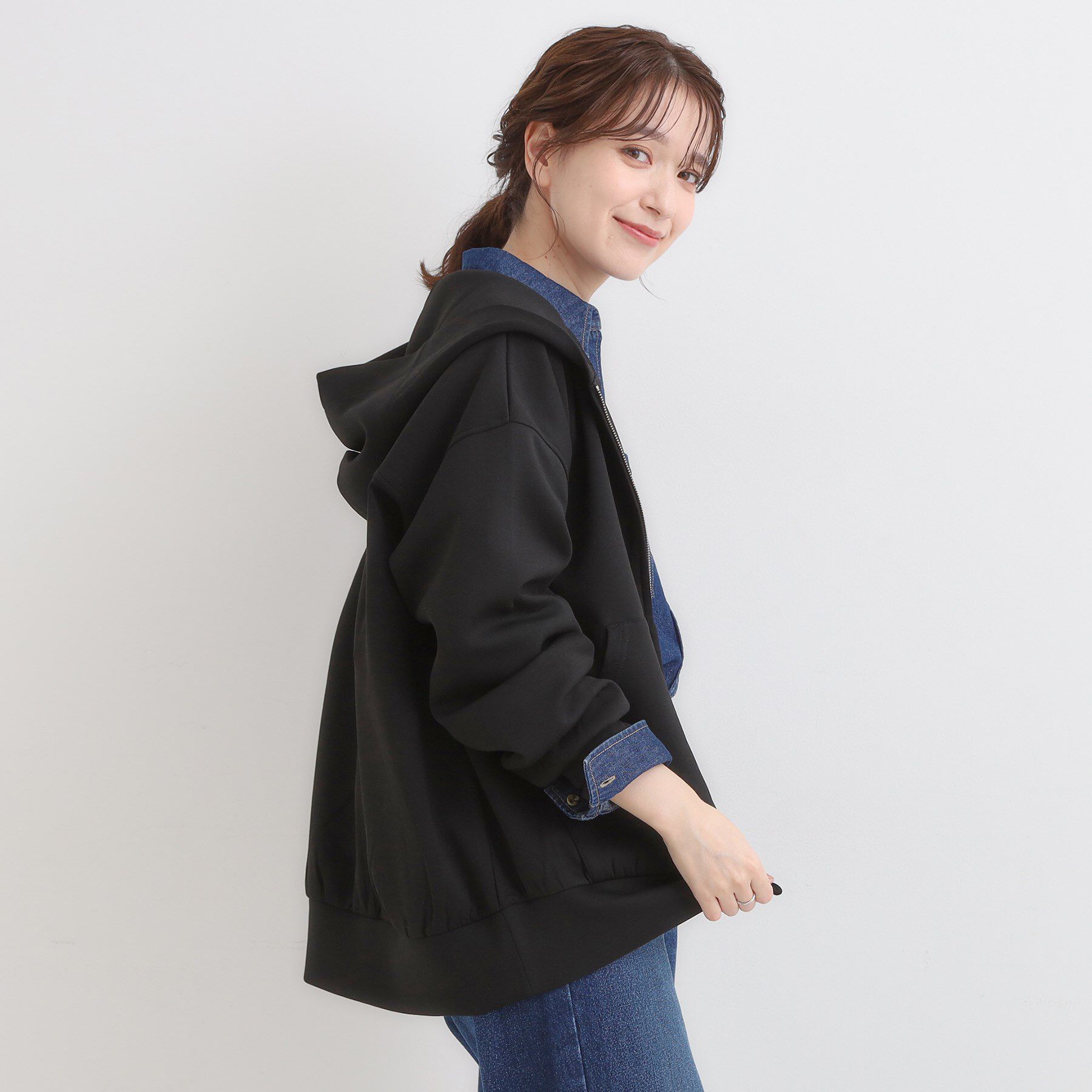 SHOO･LA･RUE「【S-LL】大人っぽく着られる ダンボールジップパーカ」|カーディガン|