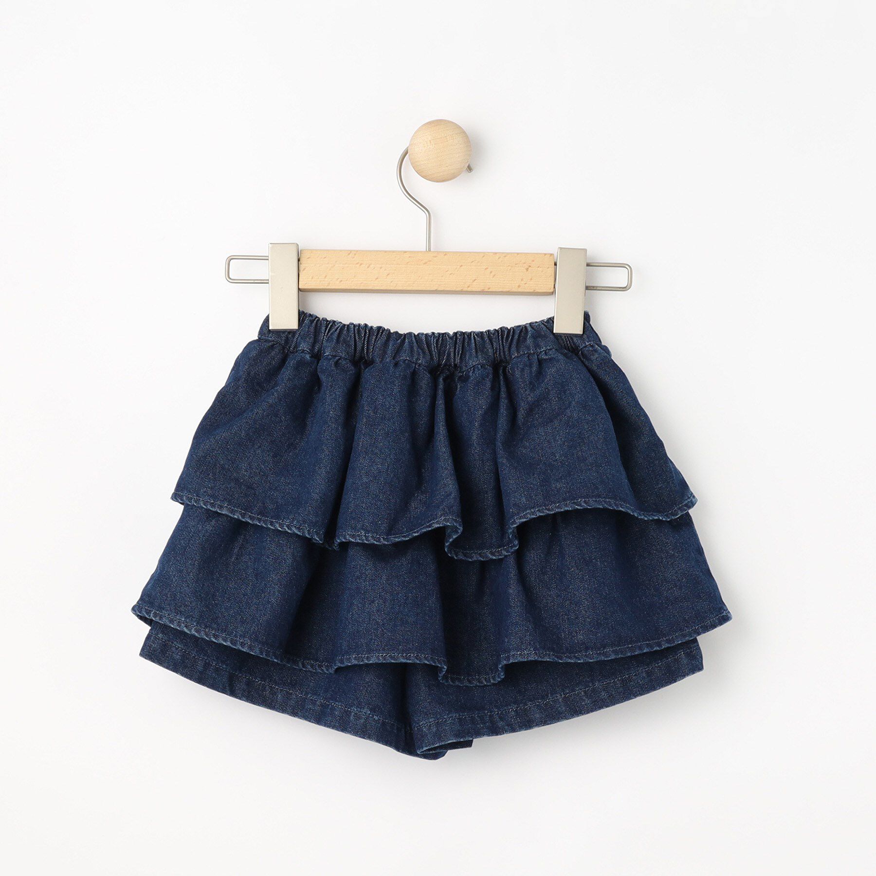 SHOO･LA･RUE「【100-150cm】デニムティアードスカパン」|スカート|