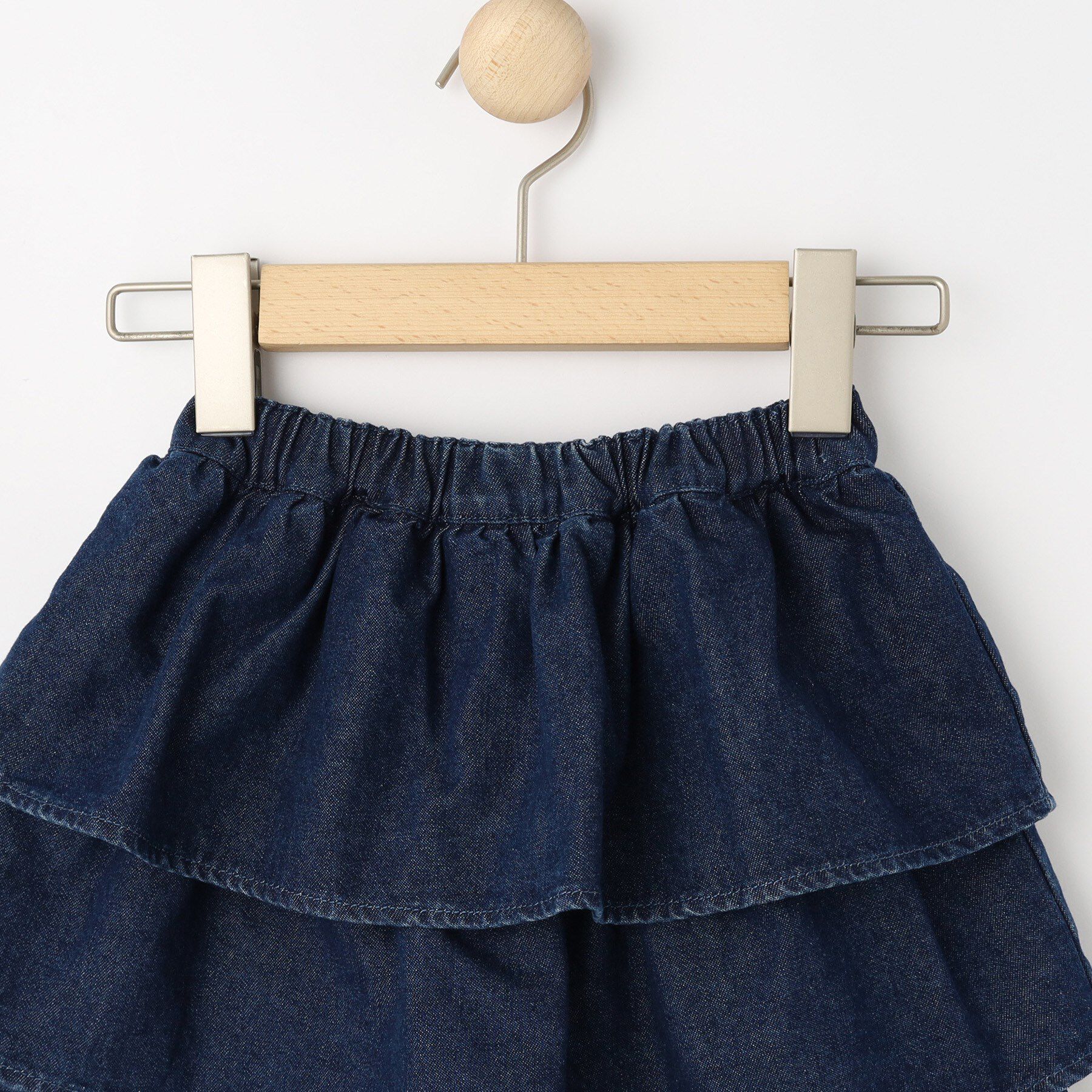 SHOO･LA･RUE「【100-150cm】デニムティアードスカパン」|スカート|