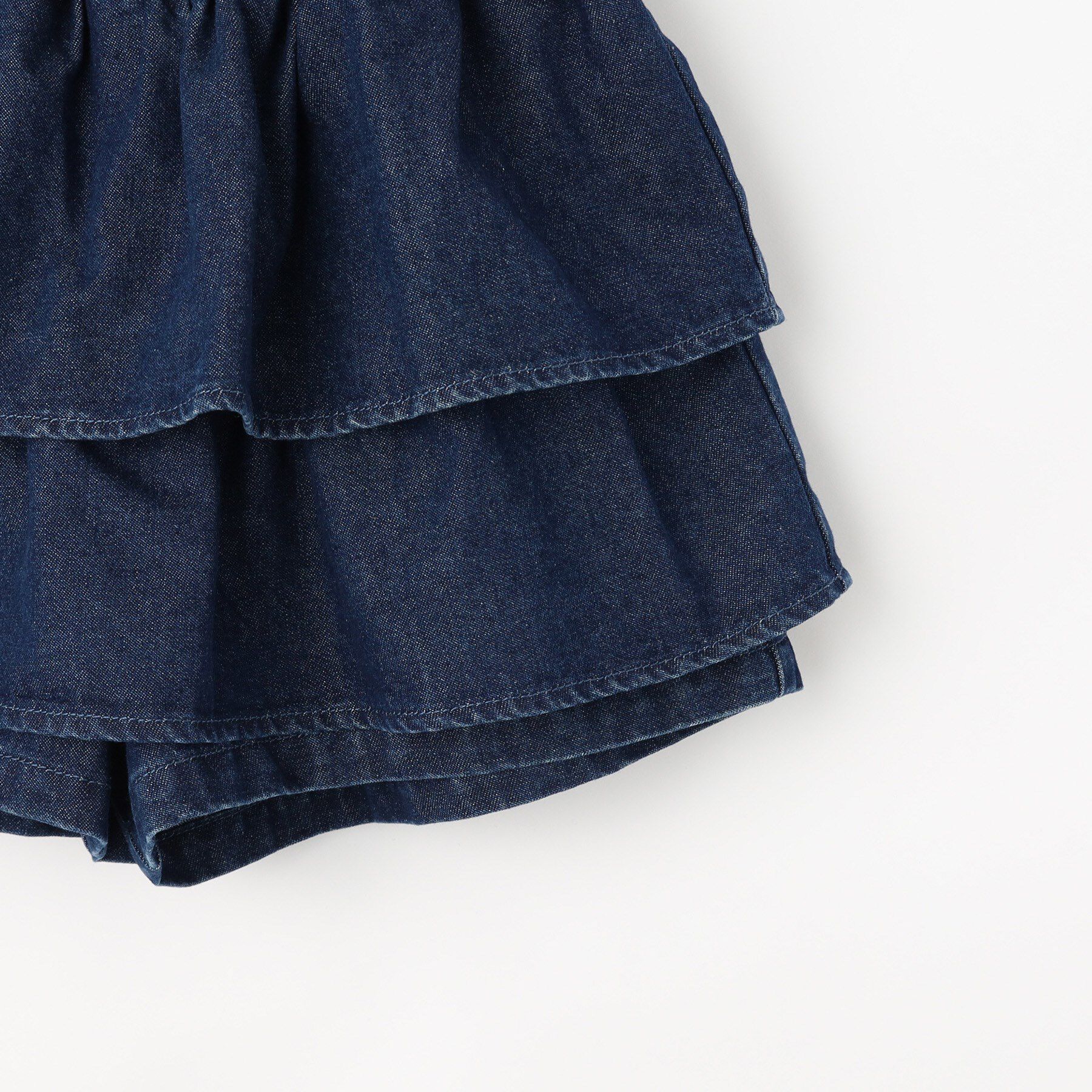 SHOO･LA･RUE「【100-150cm】デニムティアードスカパン」|スカート|