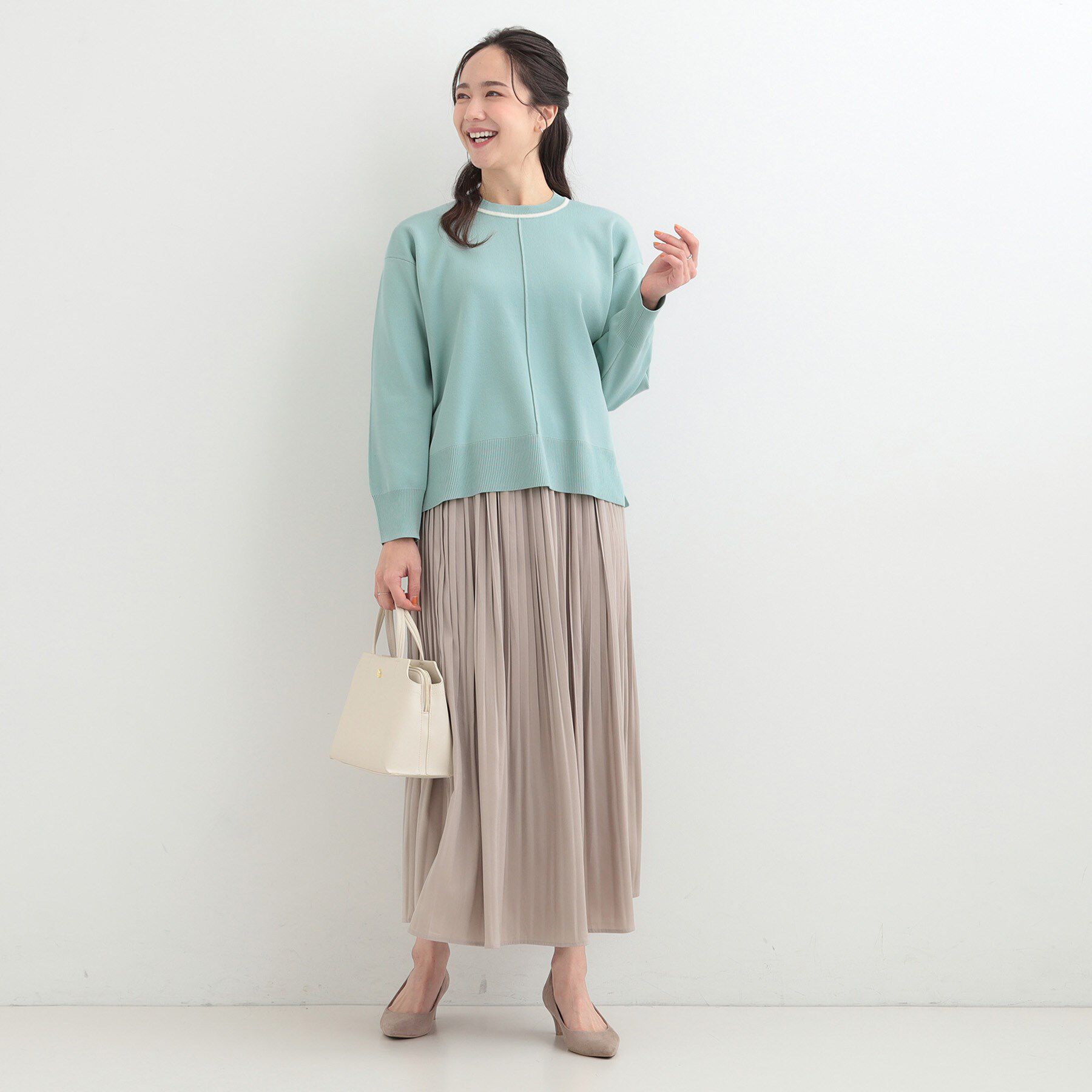 SHOO･LA･RUE「【洗濯機可/S-LL】体型カバーが叶う スポンディッシュ パイピングニット」|ニット・セーター|