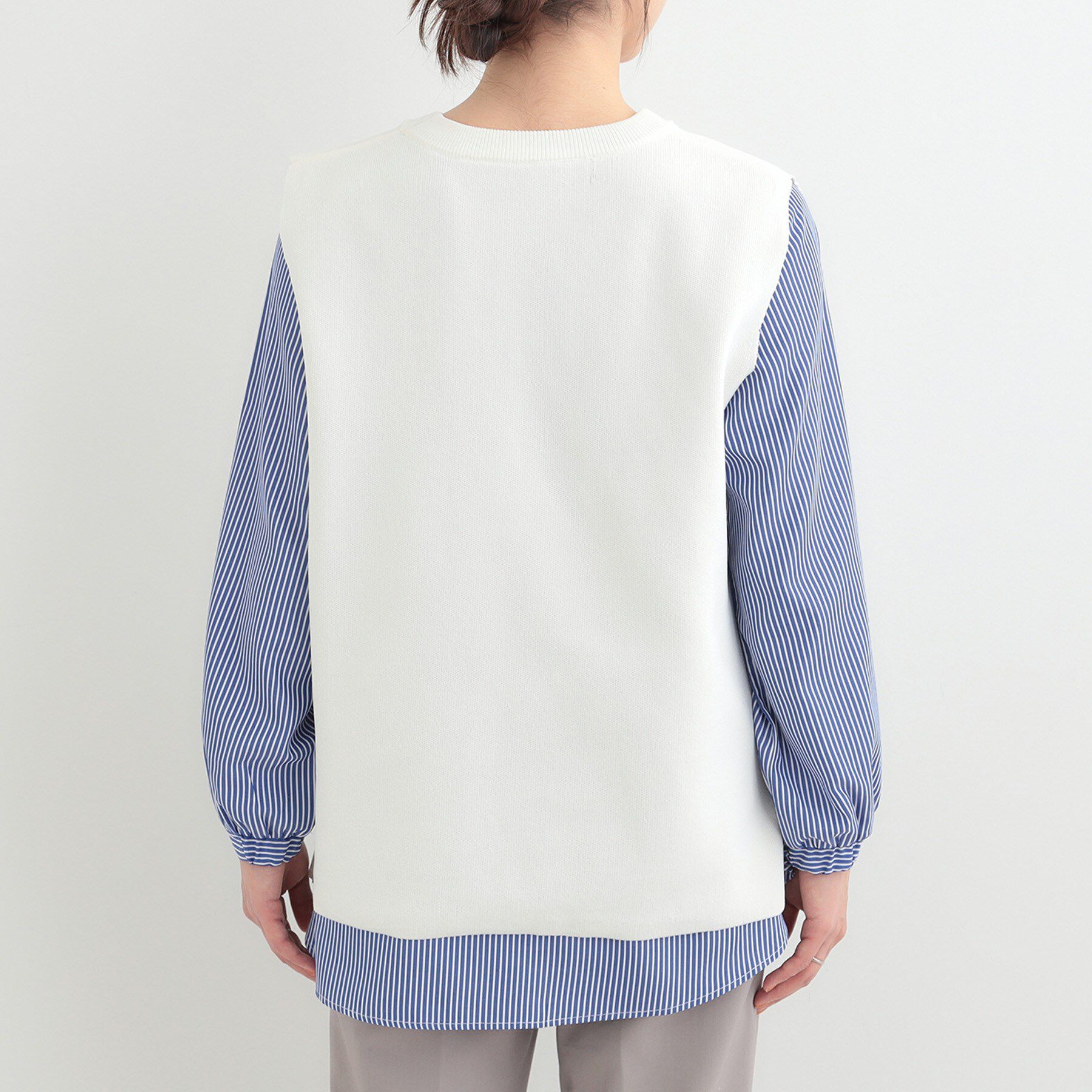 SHOO･LA･RUE「【2点セット/S-LL/洗濯機可】軽くてきれい見え ニットベスト＋ブラウス」|ニット・セーター|