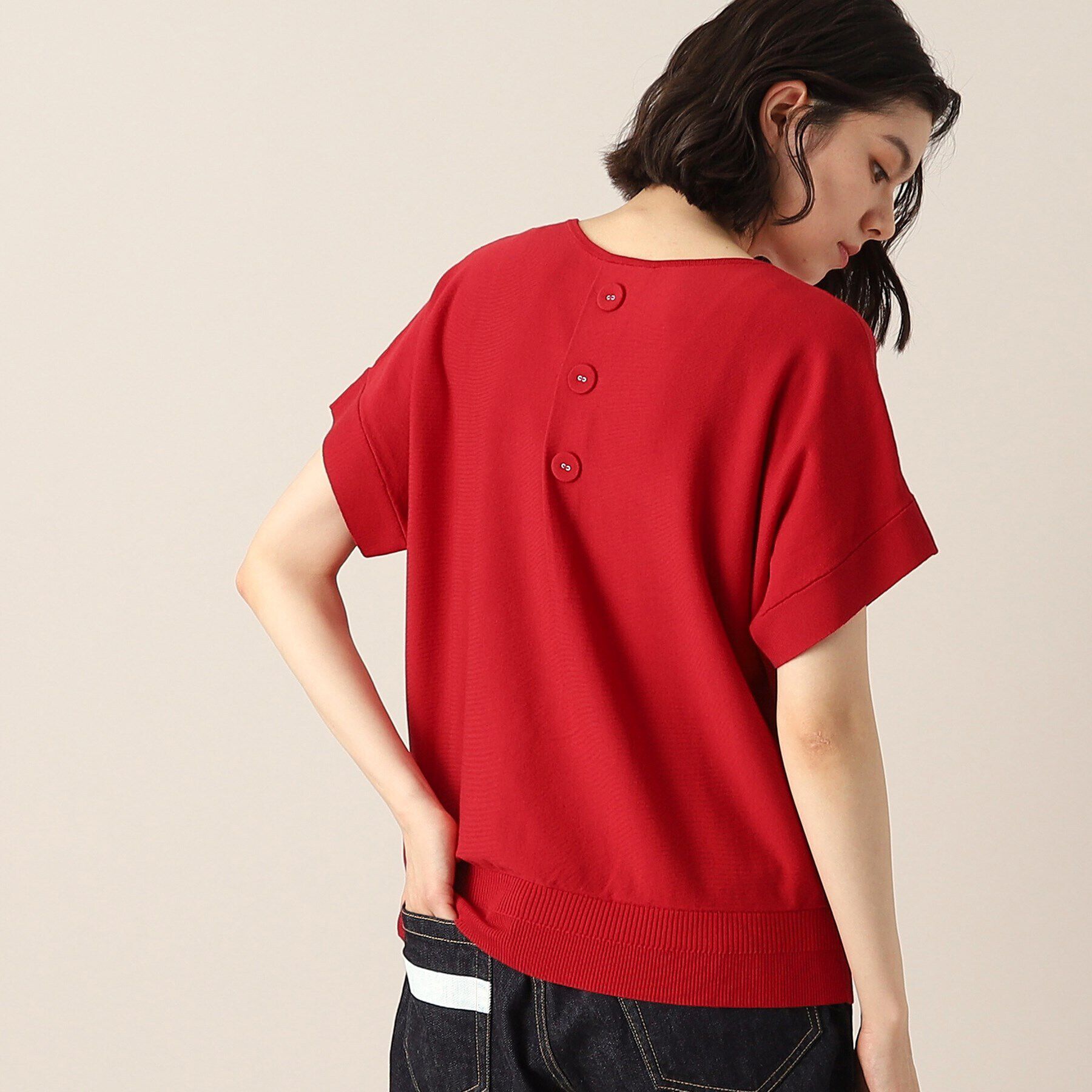 Dessin「【洗える】浅Vネックフレンチスリーブニット」|ニット・セーター|