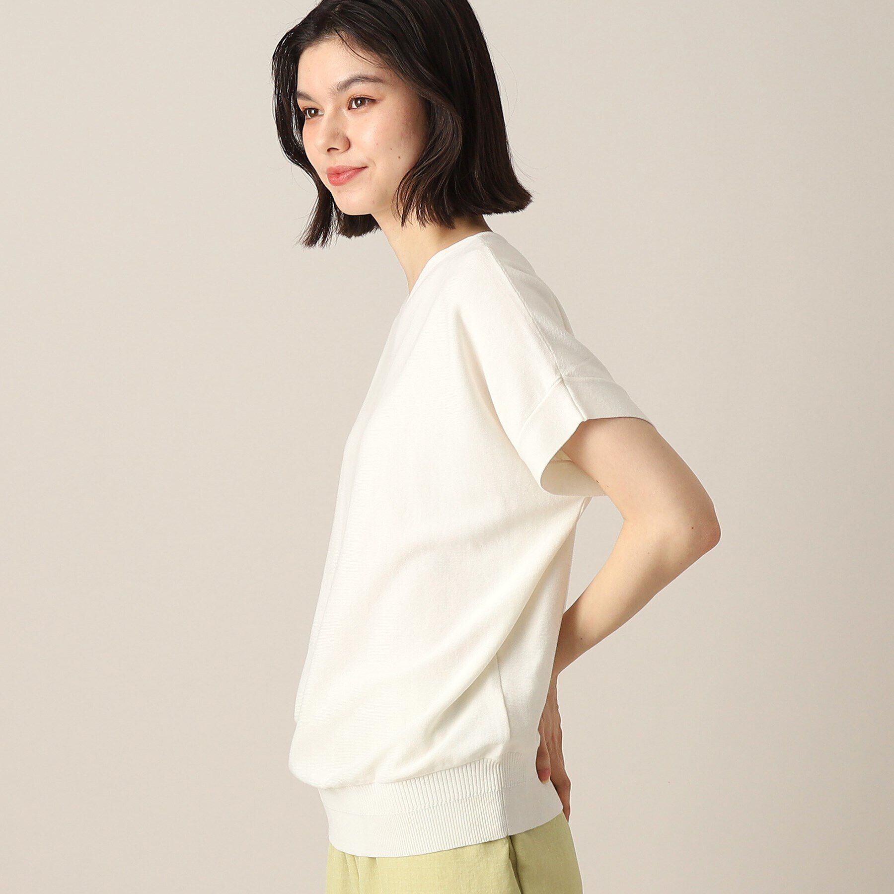 Dessin「【洗える】浅Vネックフレンチスリーブニット」|ニット・セーター|