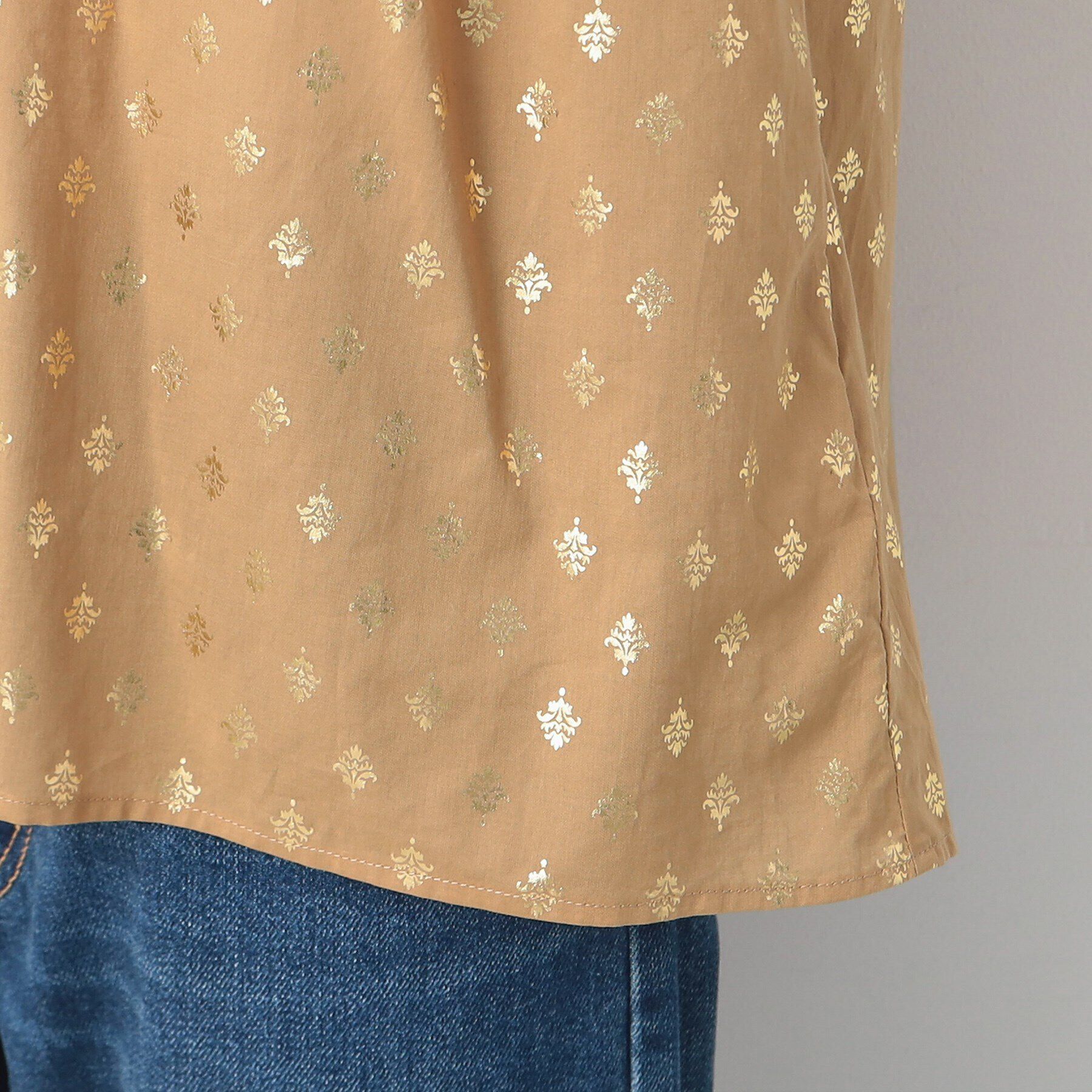 Dessin「【洗える】箔プリントフリルネックブラウス」|シャツ・ブラウス|