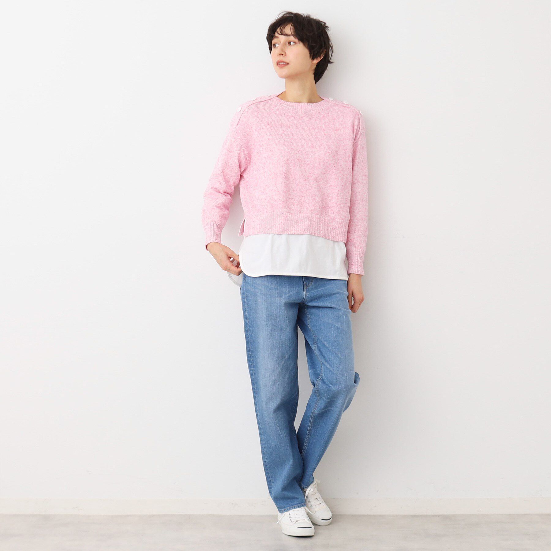 Dessin「【洗える】肩ボタンミックス糸ニット（S～L)」|ニット・セーター|