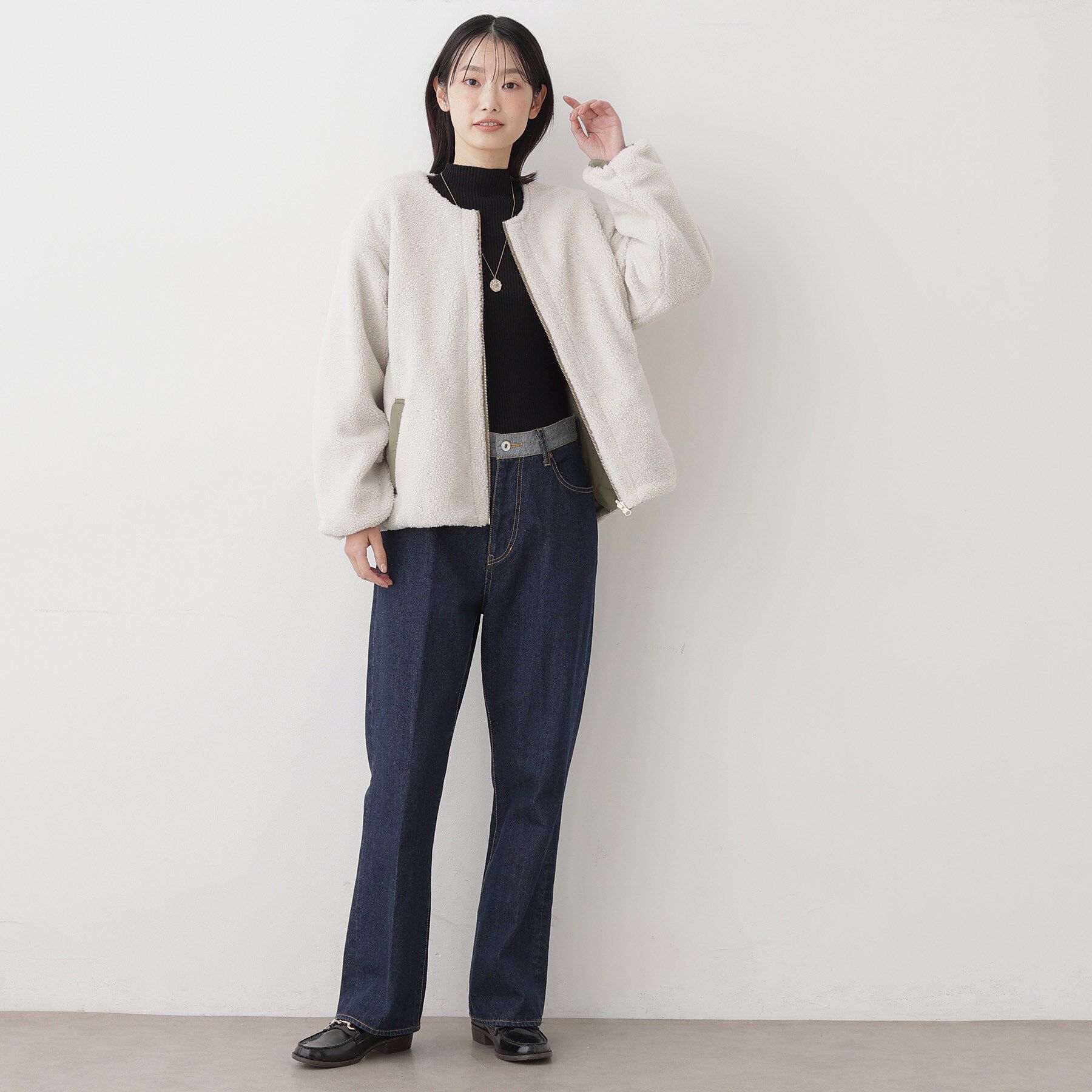 Dessin「【2WAY】リバーシブルタフタボアアウター」|ノーカラージャケット|