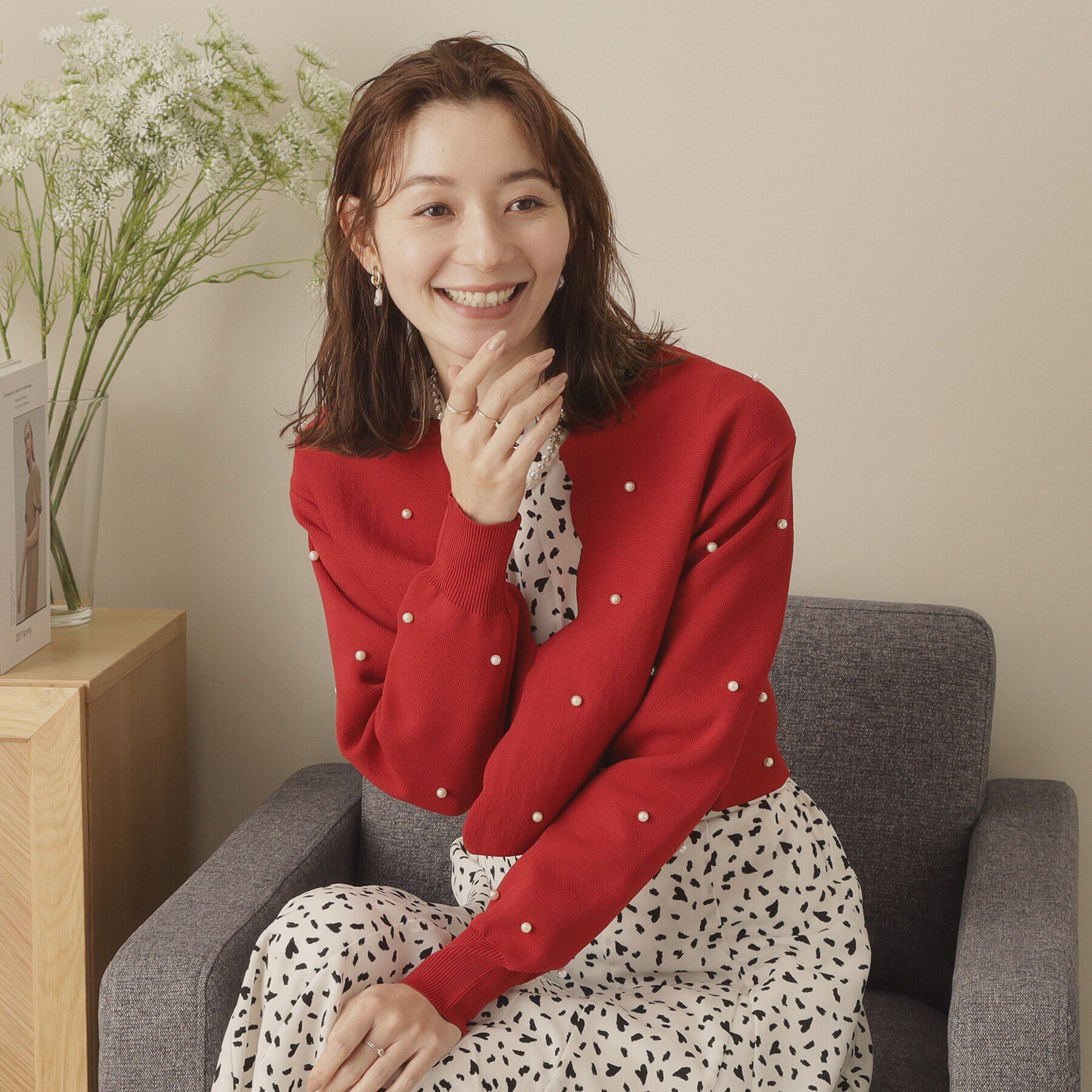 ITS&rsquo;DEMO「【手洗い可】パール調スカラップカーデ」|カーディガン|