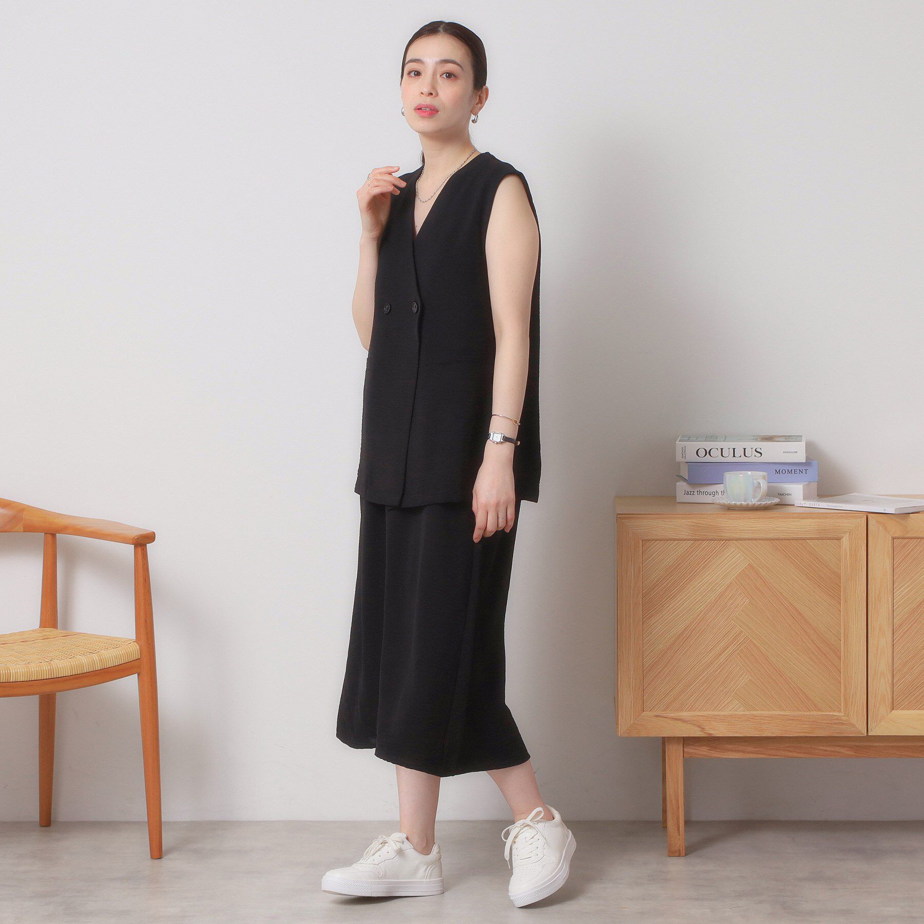 ITS&rsquo;DEMO「【接触冷感／吸水速乾／洗濯機OK／イージーケア】ジレ&times;キャミワンピースセット＜ラク服シリーズ＞」|ワンピース|