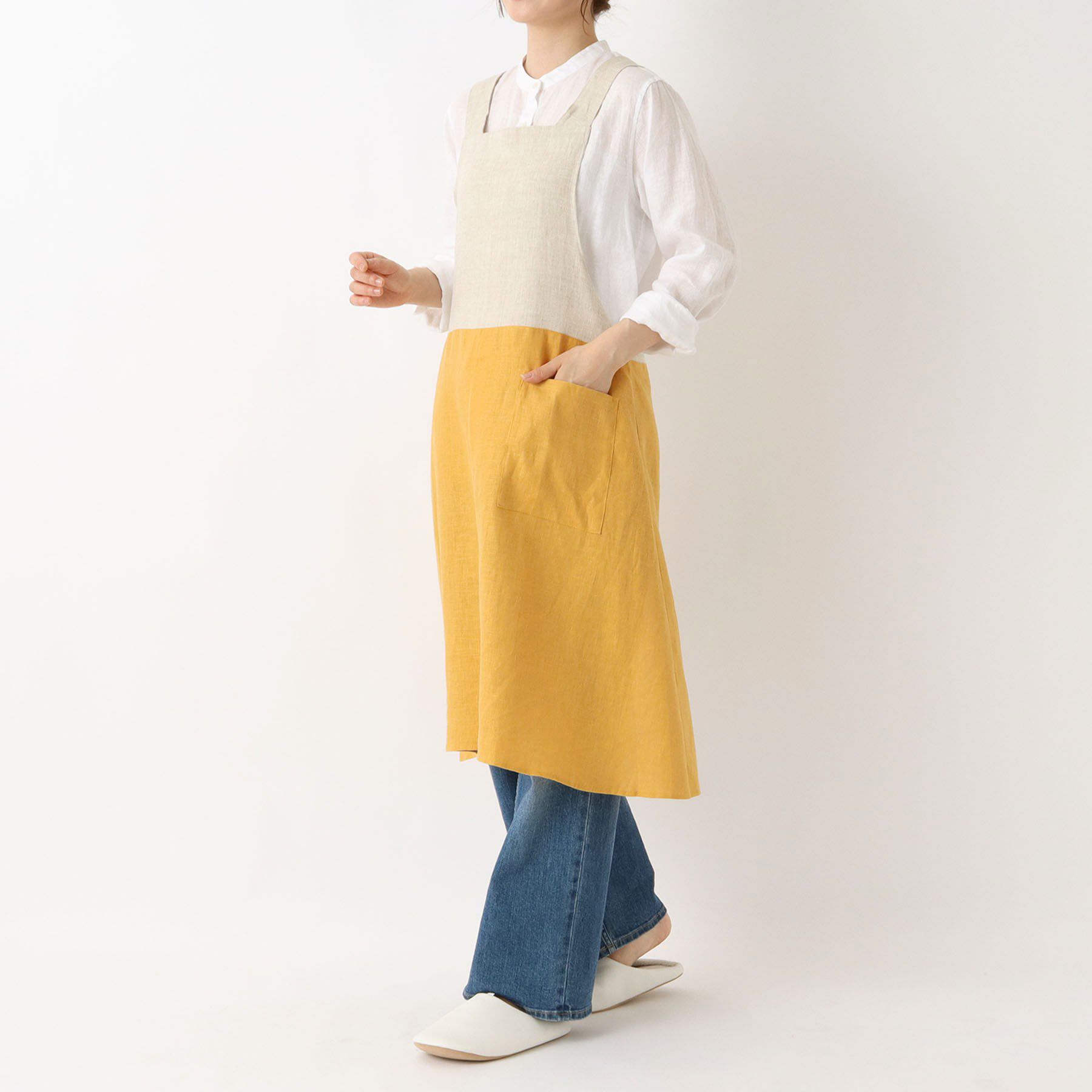 212 KITCHEN STORE「リネンバイカラースルーエプロン ヤマブキ ＜LINEN&BASIC リネンアンドベーシック＞」|食器・キッチングッズ|