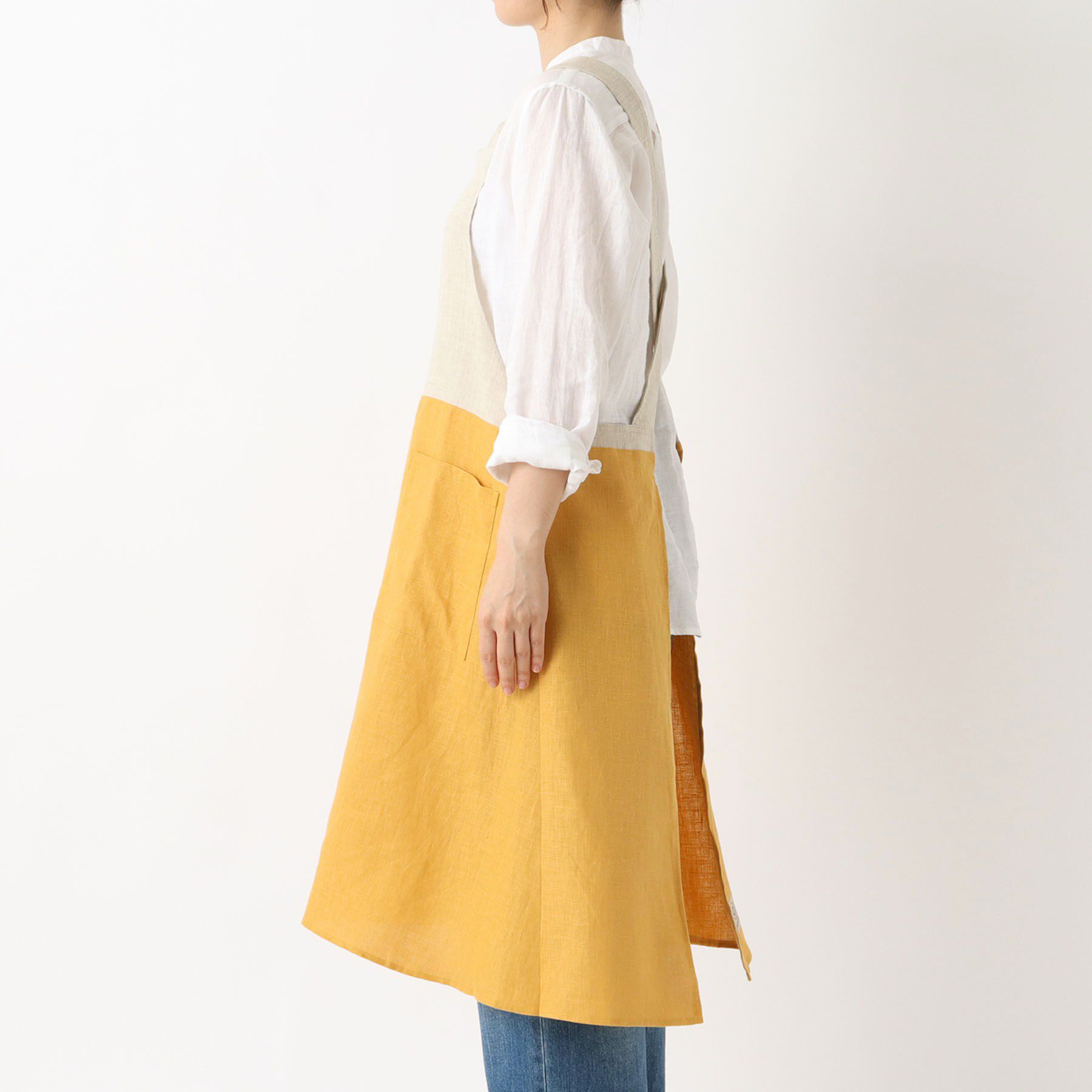 212 KITCHEN STORE「リネンバイカラースルーエプロン ヤマブキ ＜LINEN&BASIC リネンアンドベーシック＞」|食器・キッチングッズ|