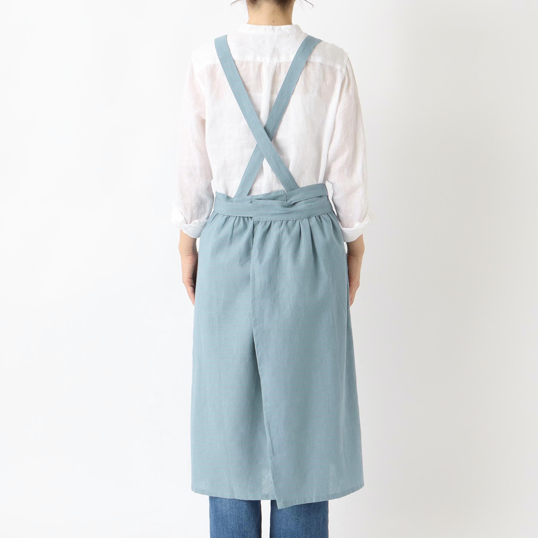 212 KITCHEN STORE「リネンコットン フルエプロンギャザー BGY」|食器・キッチングッズ|