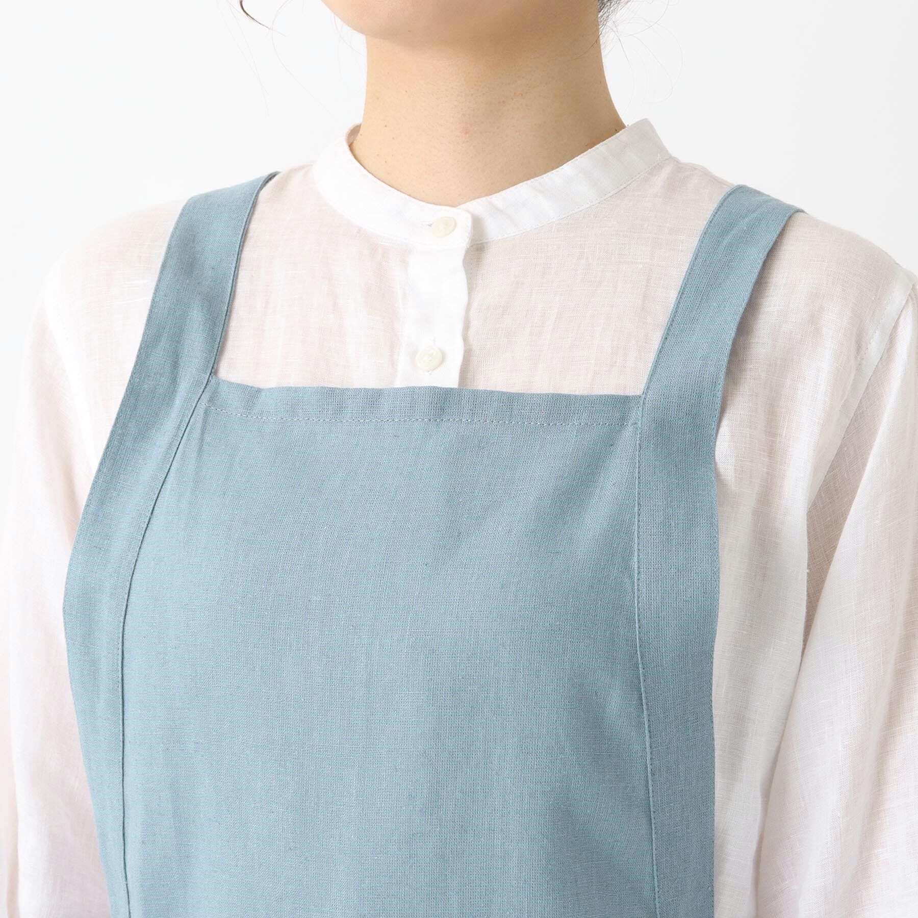 212 KITCHEN STORE「リネンコットン フルエプロンギャザー BGY」|食器・キッチングッズ|