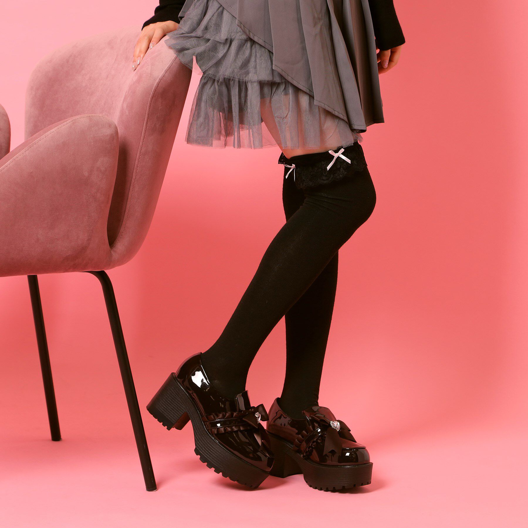 csT&P「リボン付厚底ローファーパンプス」|パンプス|