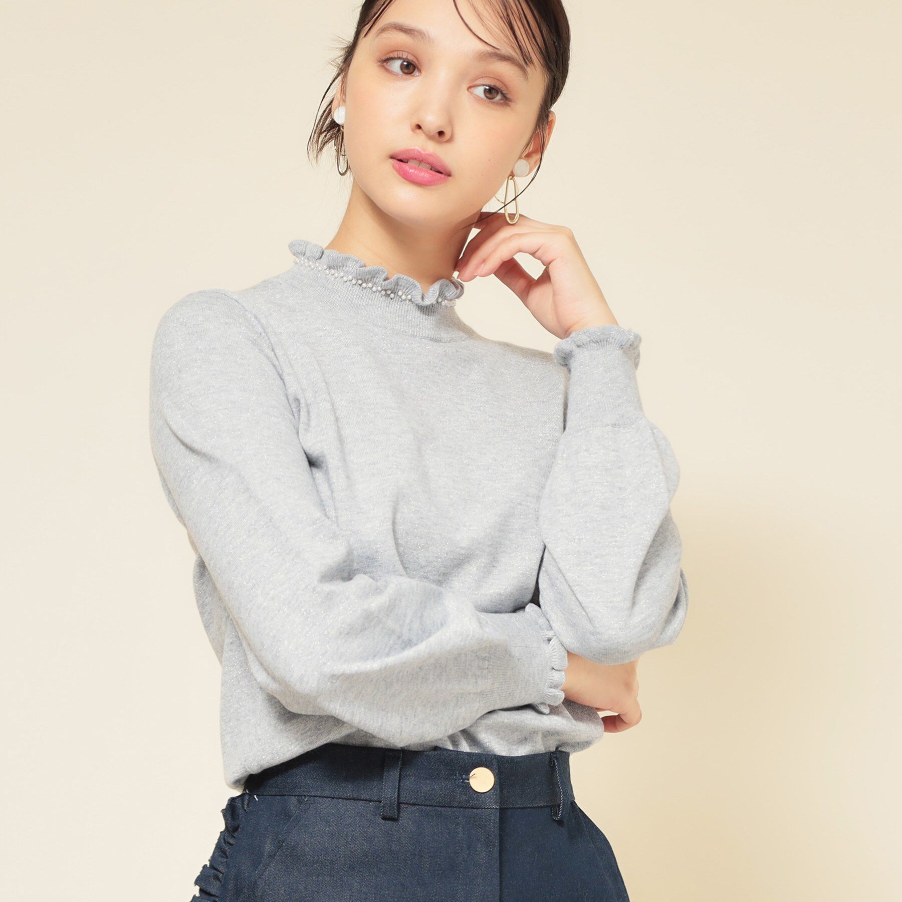 SunaUna「【SS～Lサイズ展開／6色展開】パール調ニット」|ニット・セーター|