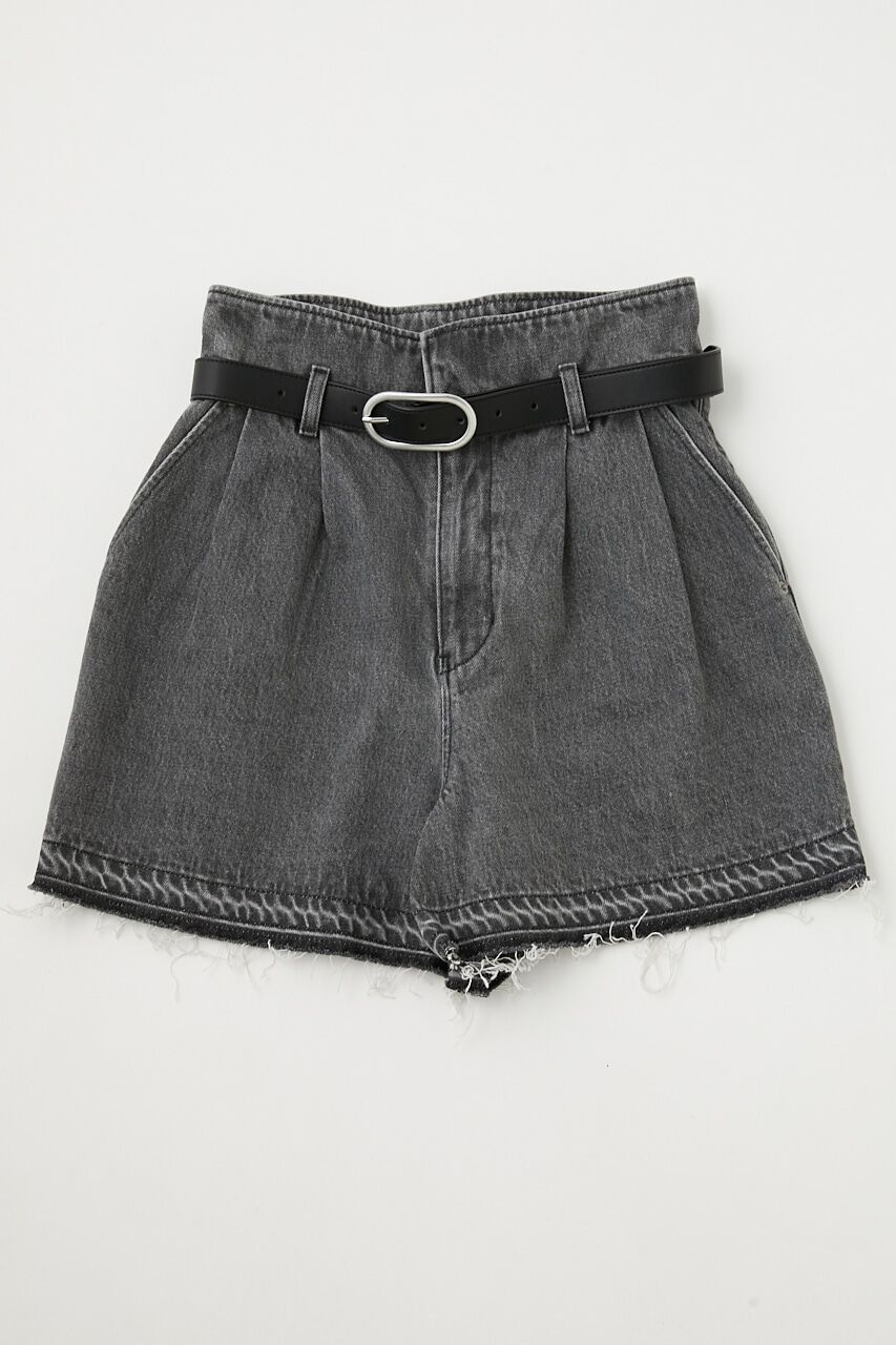MOUSSY「HIGH WAIST BELTED ショートパンツ」|デニム|