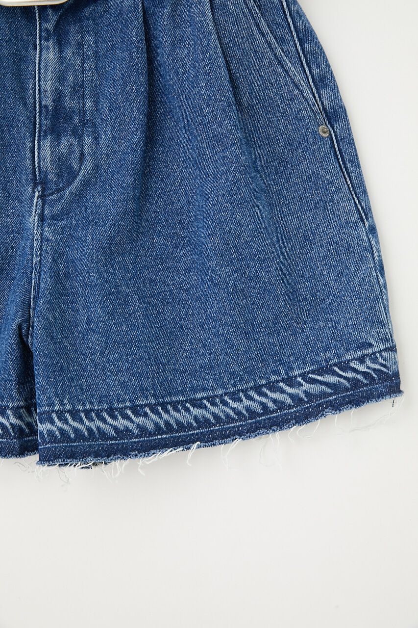 MOUSSY「HIGH WAIST BELTED ショートパンツ」|デニム|
