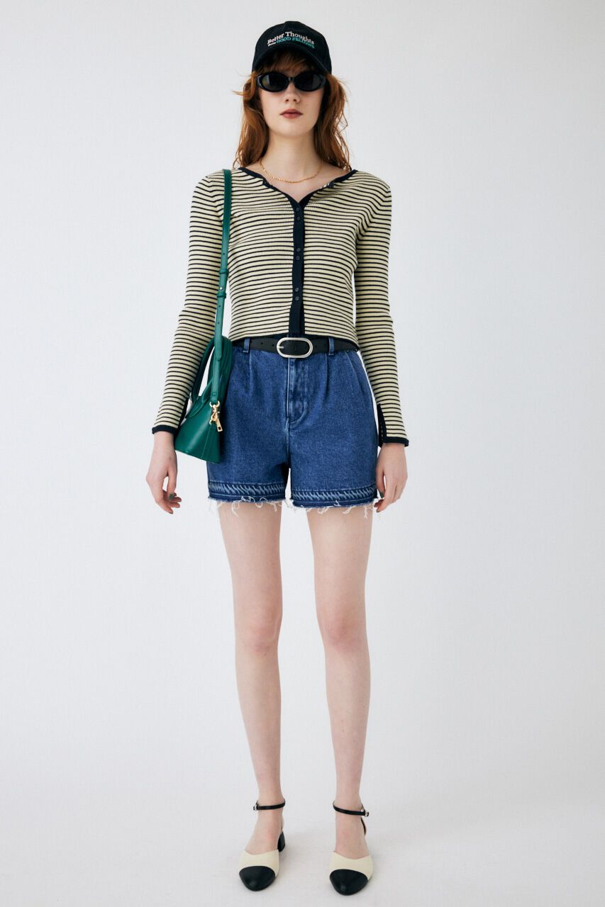 MOUSSY「HIGH WAIST BELTED ショートパンツ」|デニム|