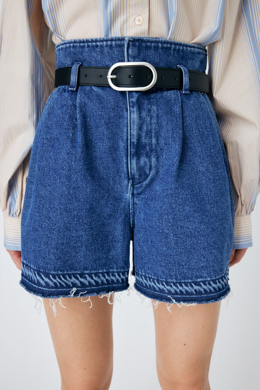 MOUSSY「HIGH WAIST BELTED ショートパンツ」|デニム|