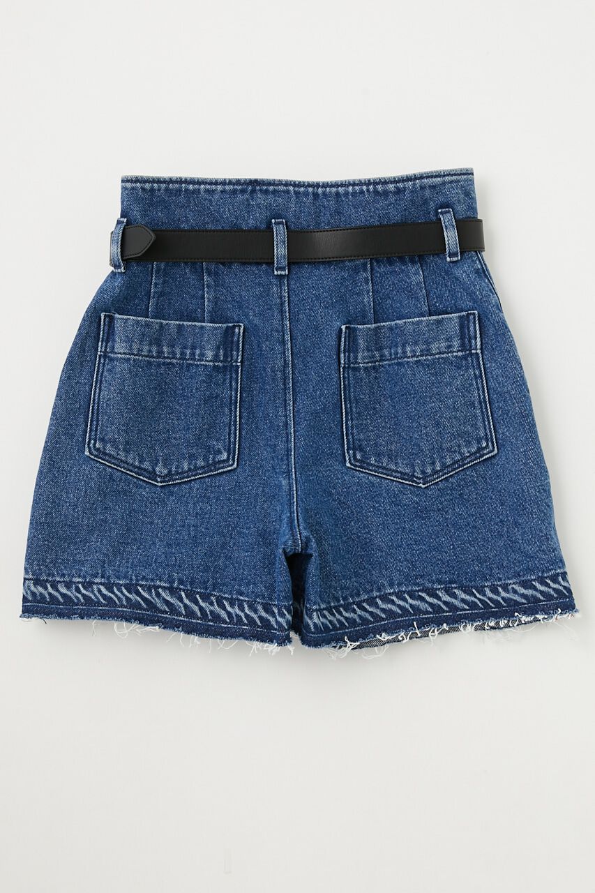 MOUSSY「HIGH WAIST BELTED ショートパンツ」|デニム|