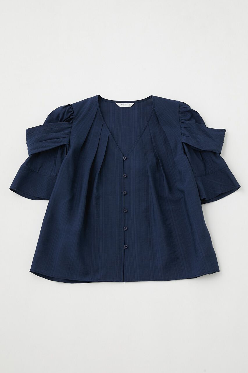 MOUSSY「DRAPE SLEEVE SHEER ブラウス」|シャツ・ブラウス|NVY