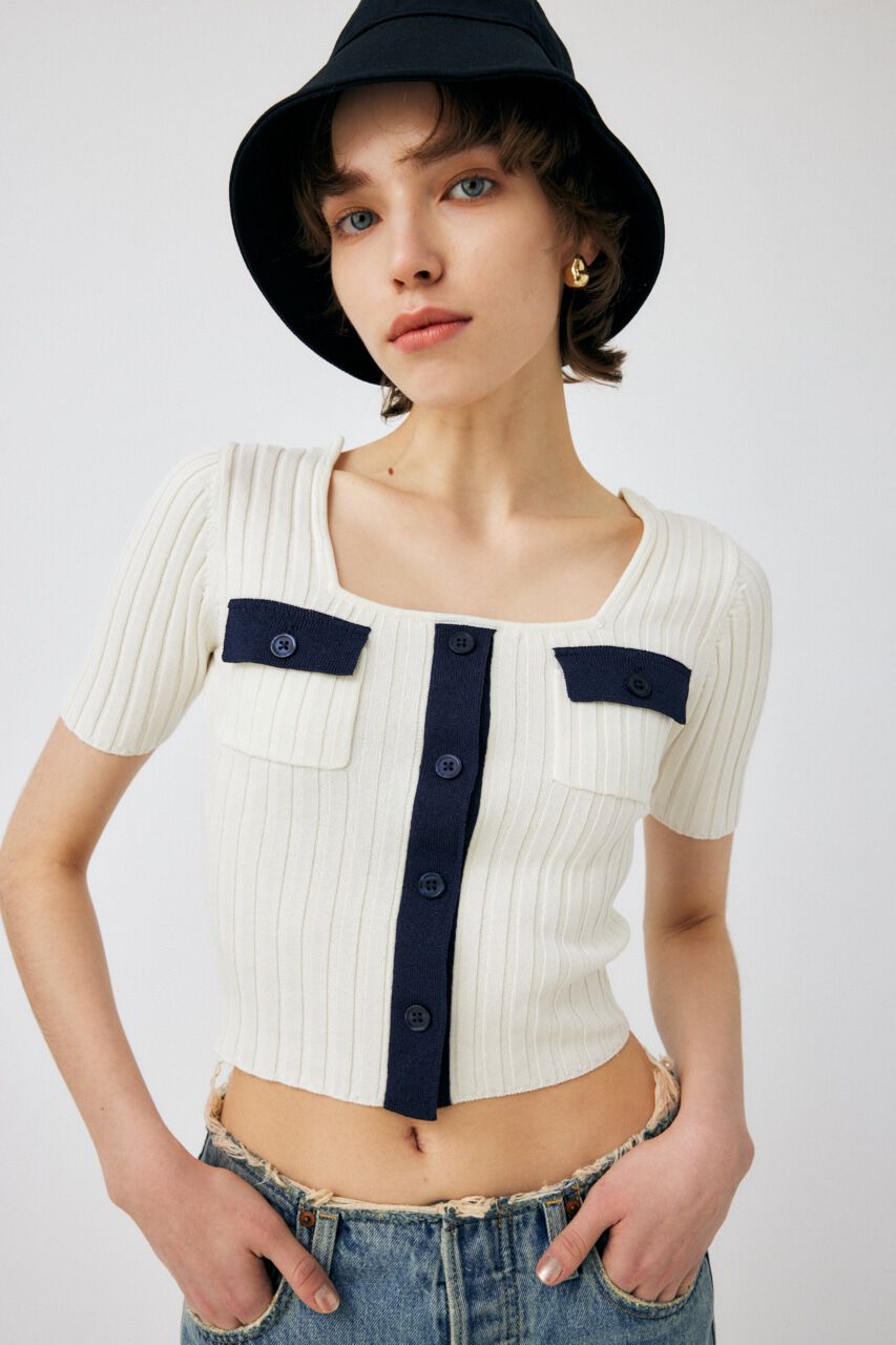 MOUSSY「FRONT BUTTON KNIT トップス」|ニット・セーター|