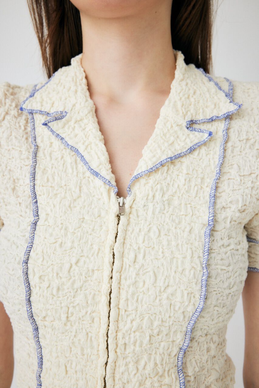 MOUSSY「BICOLOR LINE ZIP ブラウス」|Tシャツ・カットソー|