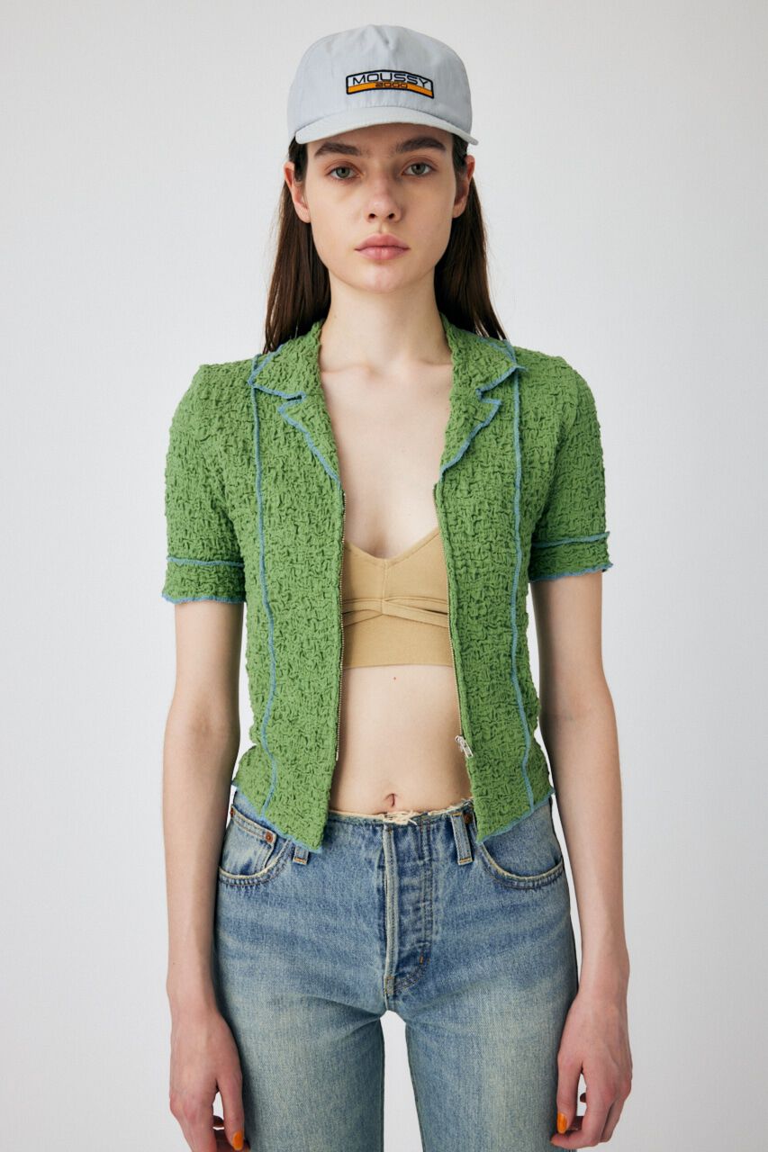 MOUSSY「BICOLOR LINE ZIP ブラウス」|Tシャツ・カットソー|