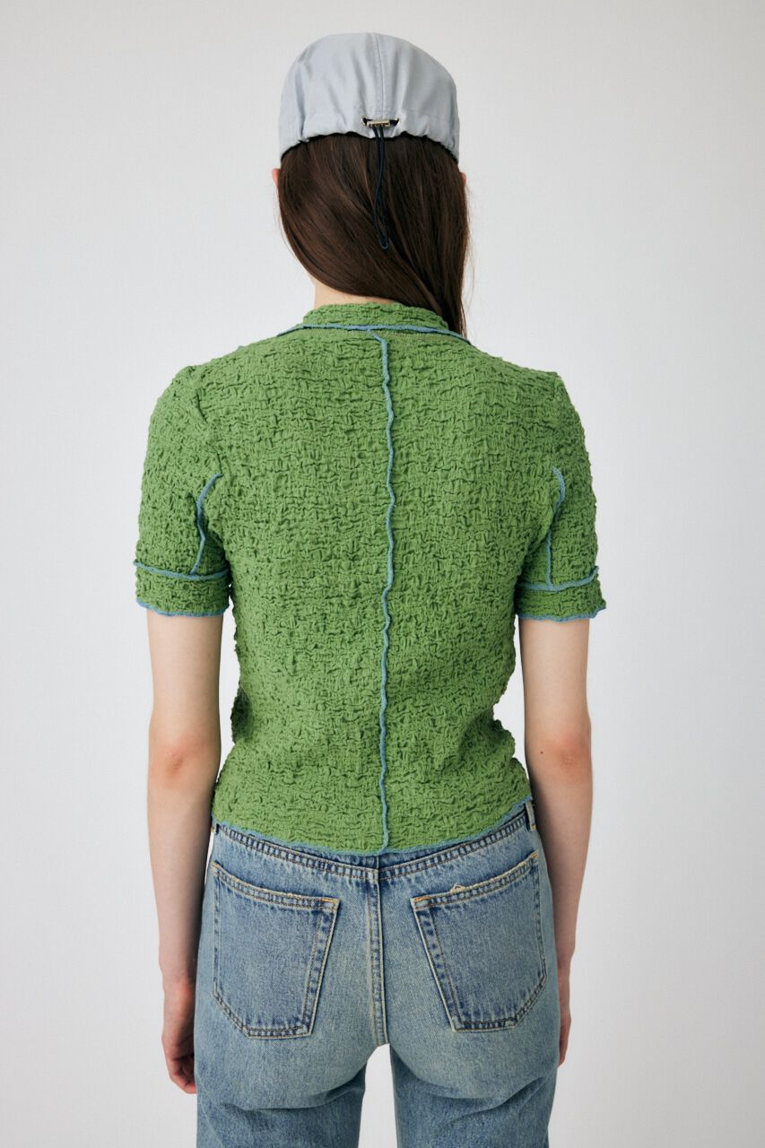 MOUSSY「BICOLOR LINE ZIP ブラウス」|Tシャツ・カットソー|