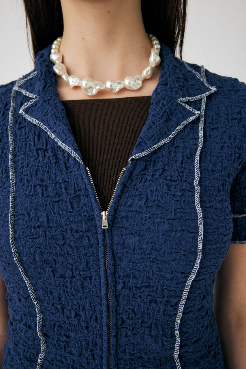 MOUSSY「BICOLOR LINE ZIP ブラウス」|Tシャツ・カットソー|