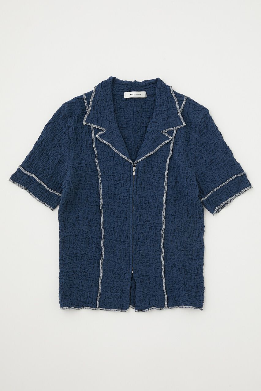 MOUSSY「BICOLOR LINE ZIP ブラウス」|Tシャツ・カットソー|