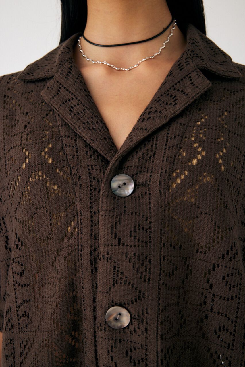 MOUSSY「PANEL LACE HALF SLEEVE シャツ」|シャツ・ブラウス|