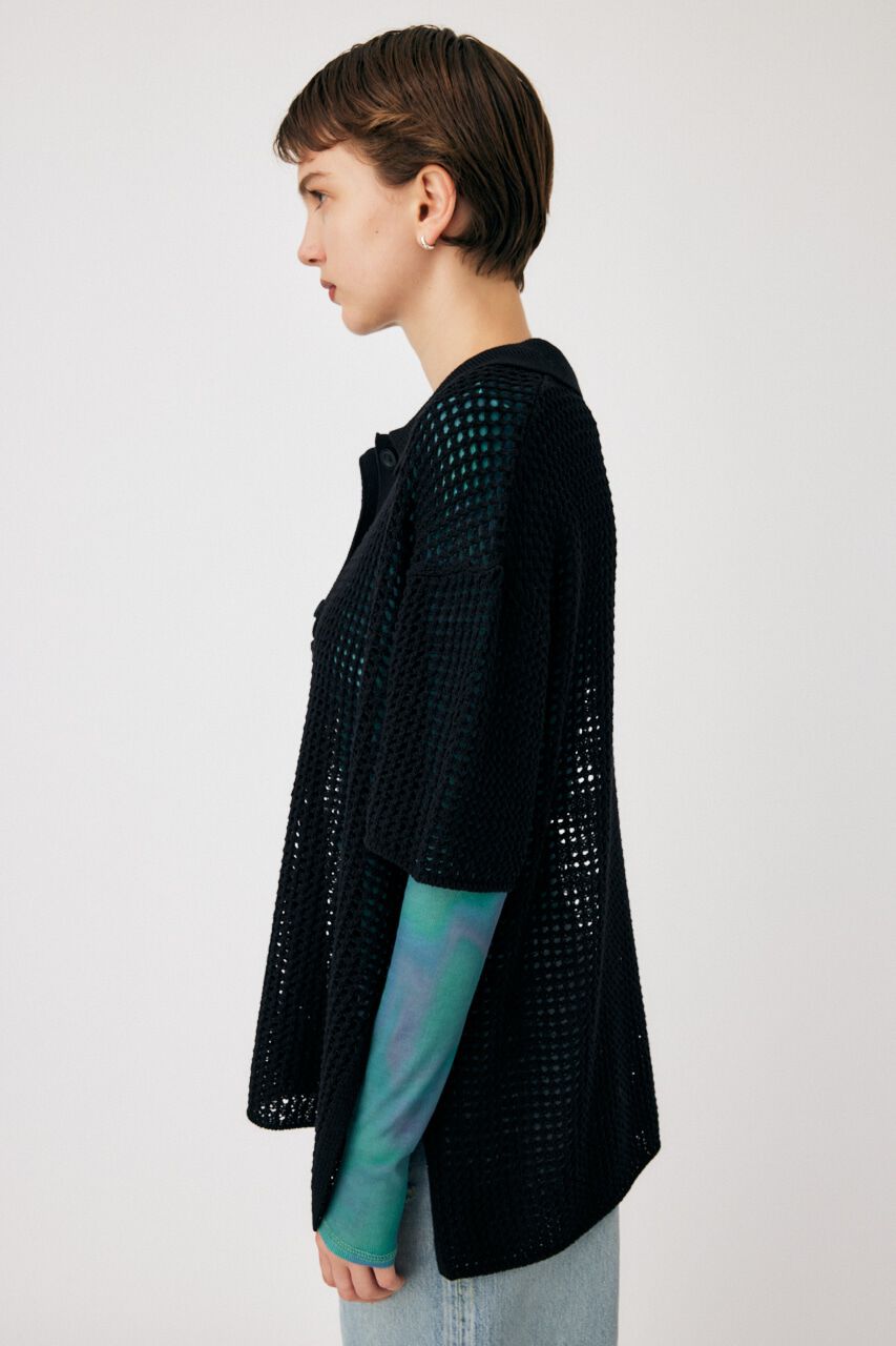 MOUSSY「MESH S/S POLO ニットトップス」|ニット・セーター|