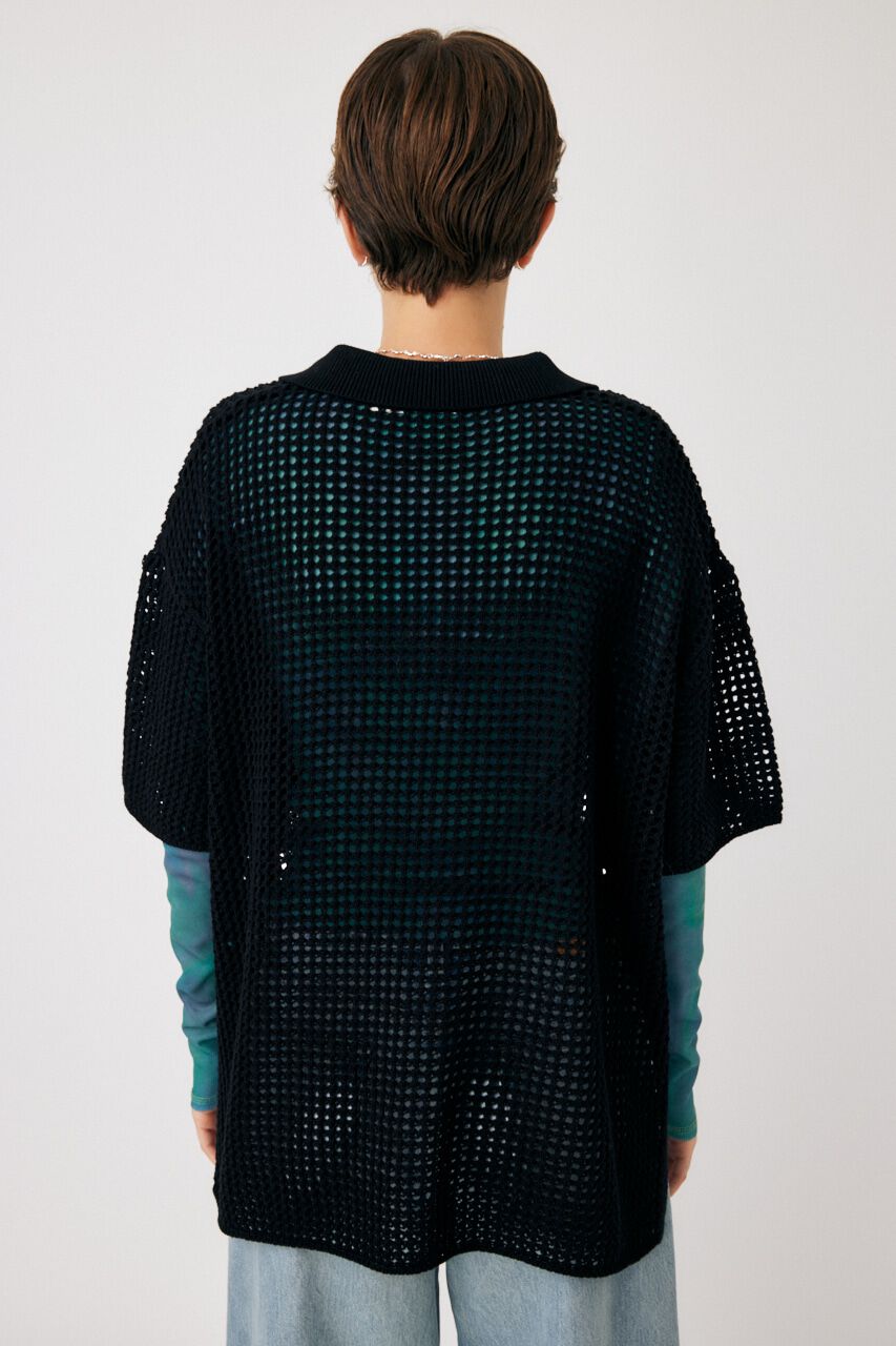 MOUSSY「MESH S/S POLO ニットトップス」|ニット・セーター|