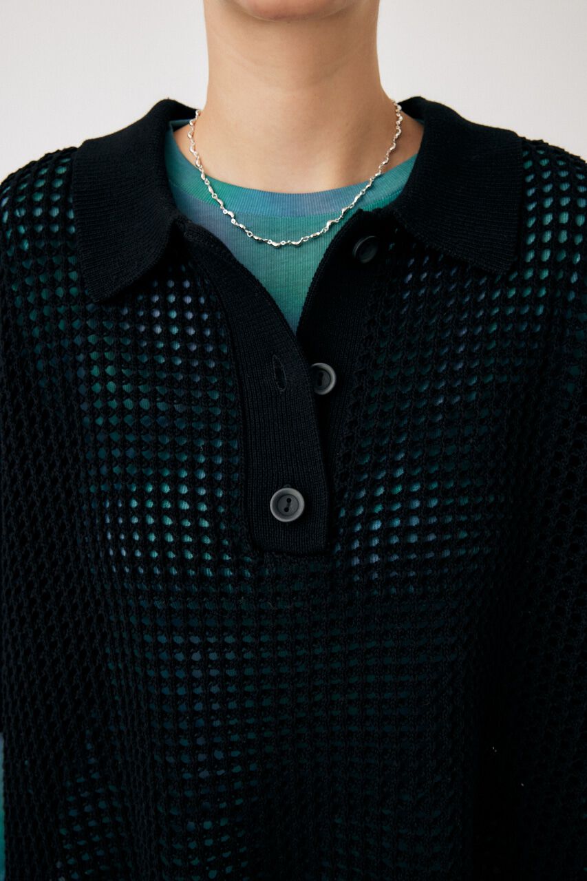 MOUSSY「MESH S/S POLO ニットトップス」|ニット・セーター|