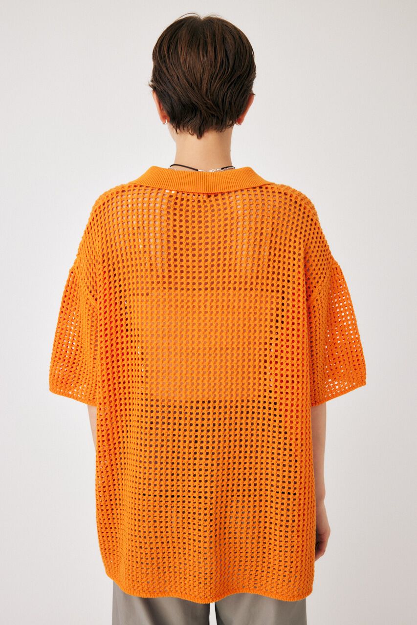 MOUSSY「MESH S/S POLO ニットトップス」|ニット・セーター|