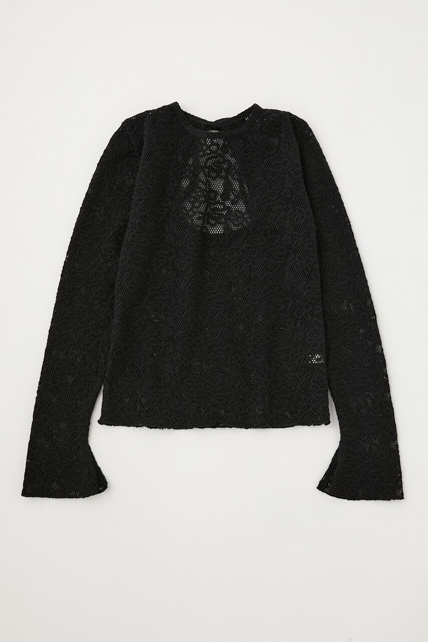 MOUSSY「BACK OPEN LACE トップス」|Tシャツ・カットソー|BLK