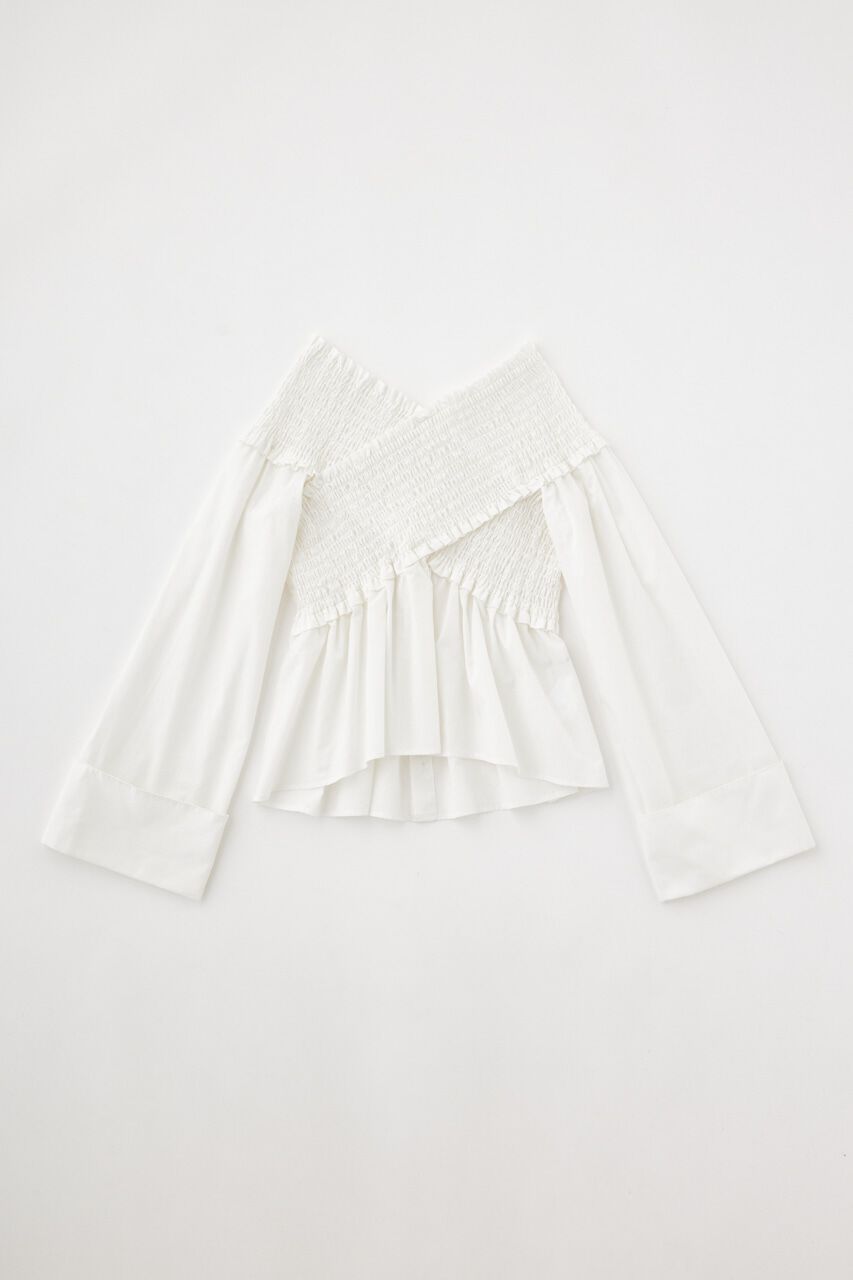 MOUSSY「SHIRRING OFF SHOULDER シャツ」|シャツ・ブラウス|