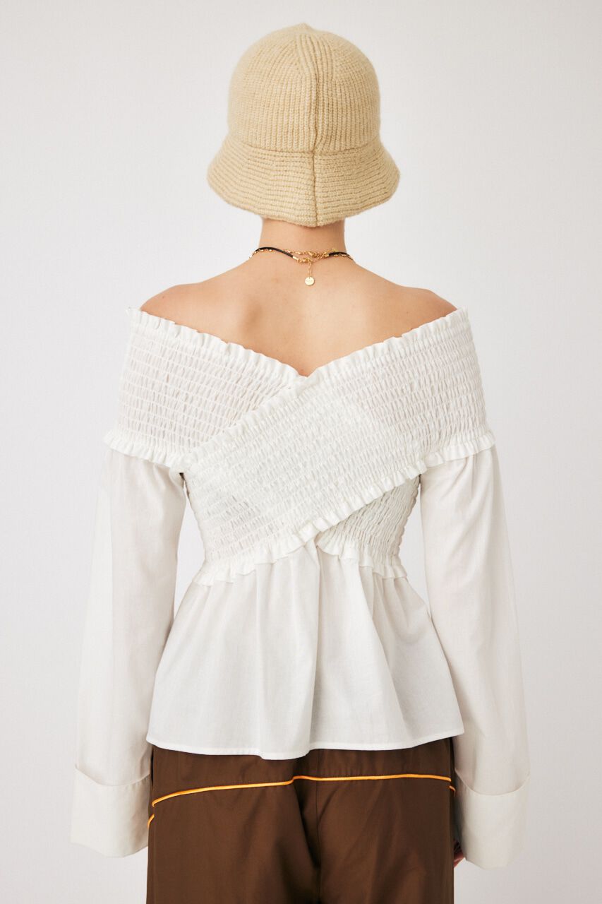 MOUSSY「SHIRRING OFF SHOULDER シャツ」|シャツ・ブラウス|
