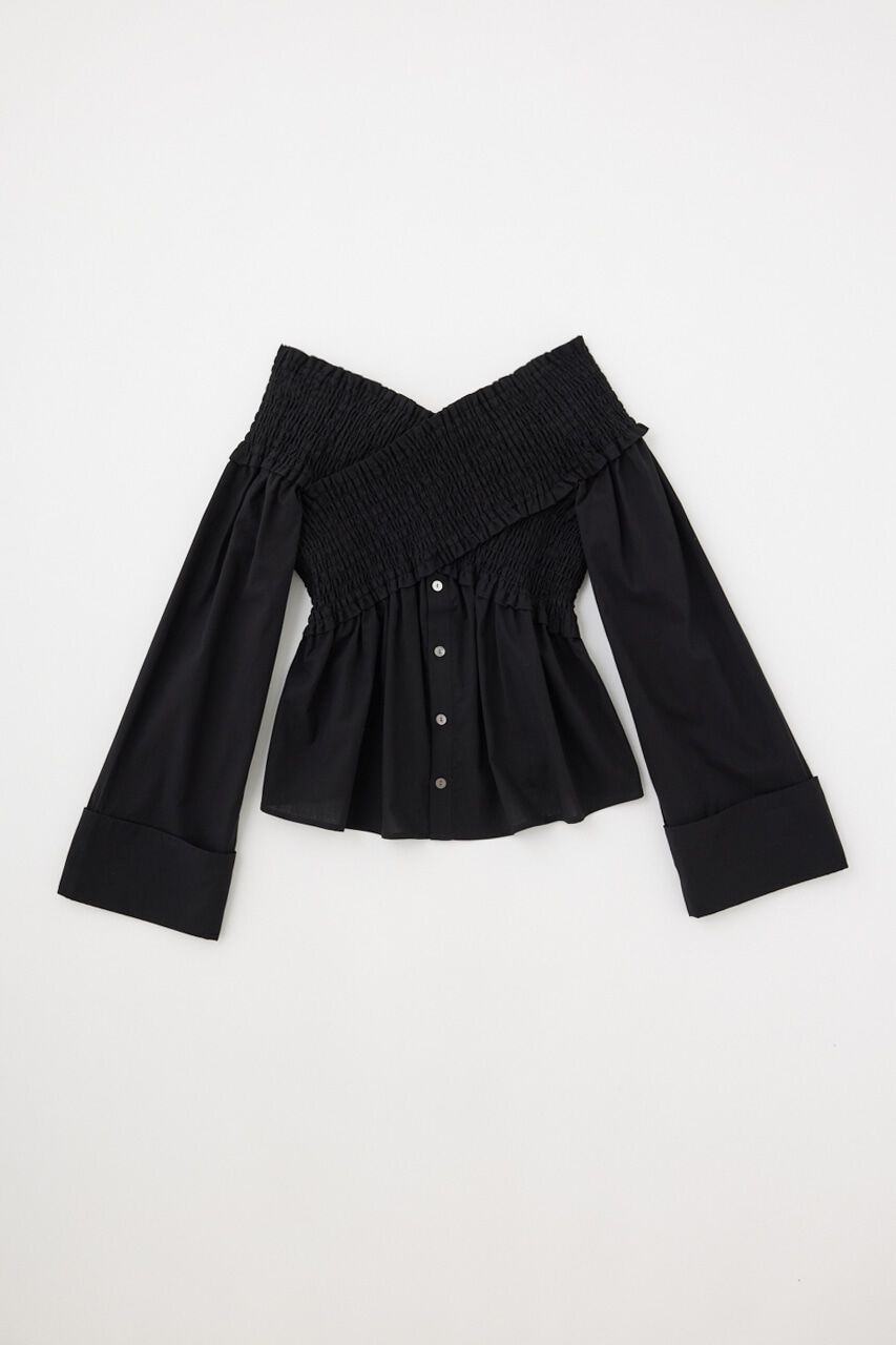 MOUSSY「SHIRRING OFF SHOULDER シャツ」|シャツ・ブラウス|