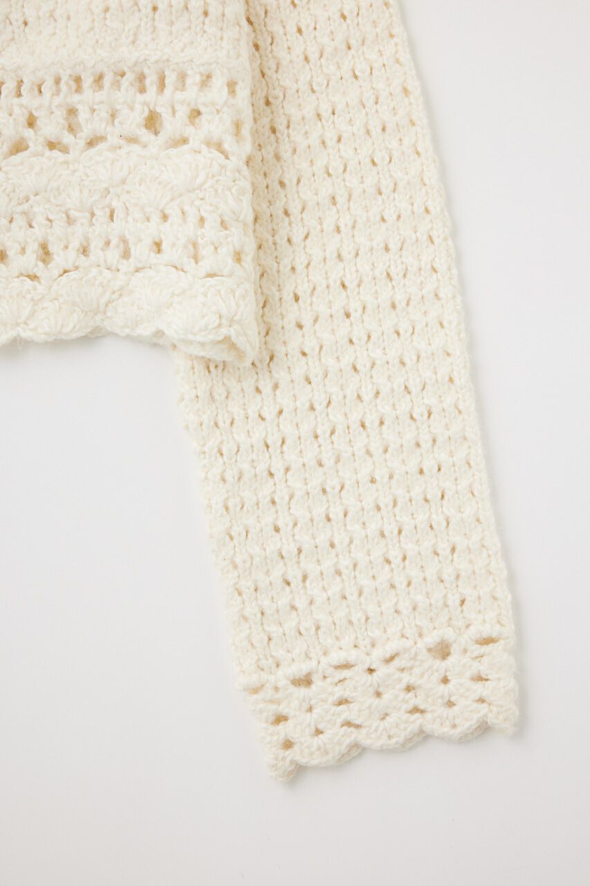 MOUSSY「CROCHET CROPPED KNIT カーディガン」|カーディガン|