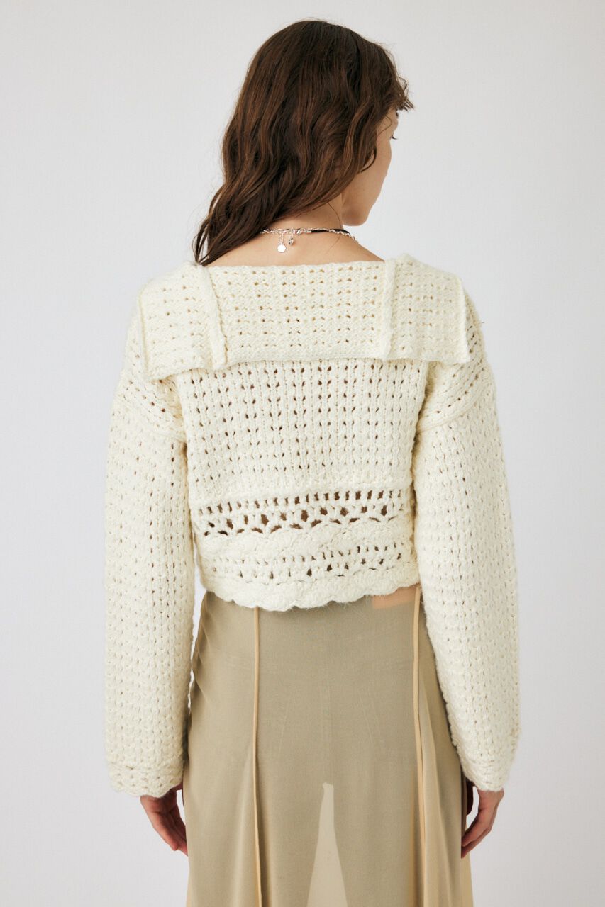 MOUSSY「CROCHET CROPPED KNIT カーディガン」|カーディガン|