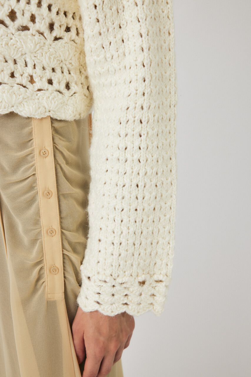 MOUSSY「CROCHET CROPPED KNIT カーディガン」|カーディガン|