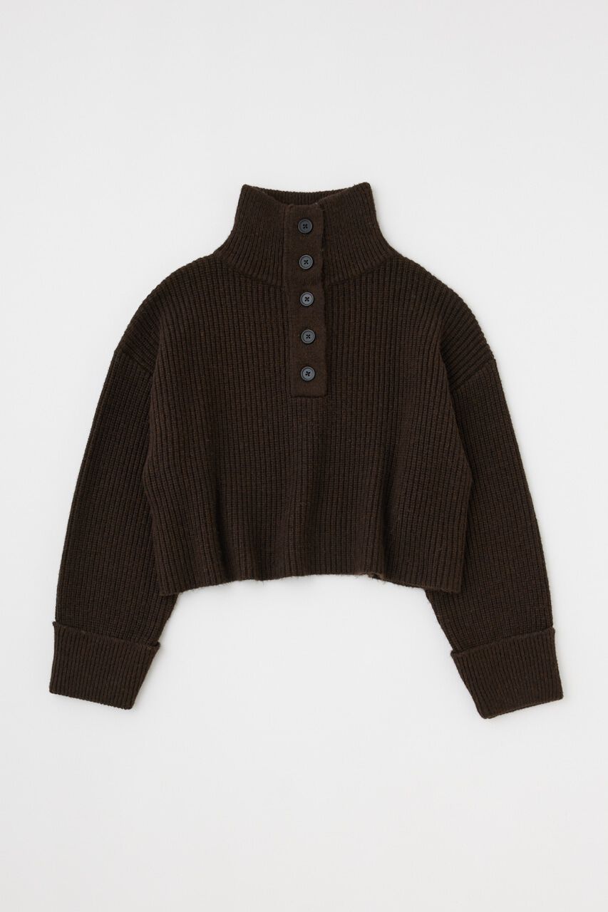 MOUSSY「BUTTON UP HI NECK KNIT トップス」|ニット・セーター|